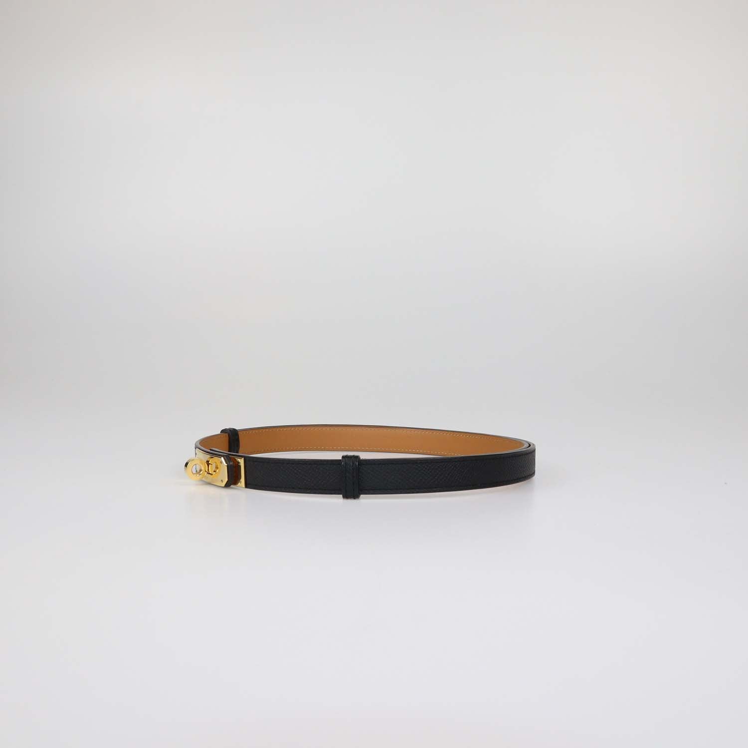 Hermes Black Epsom Leather Kelly 18 Belt