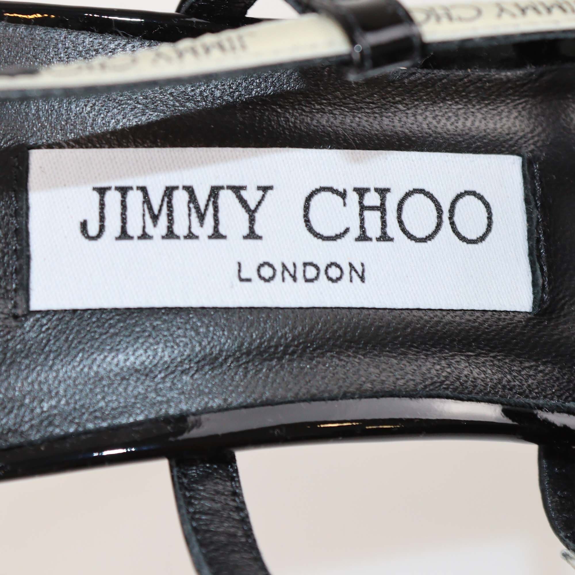 Jimmy Choo Black Patent Leather Pointed Danica Slingback Pumps Womens Jimmy Choo