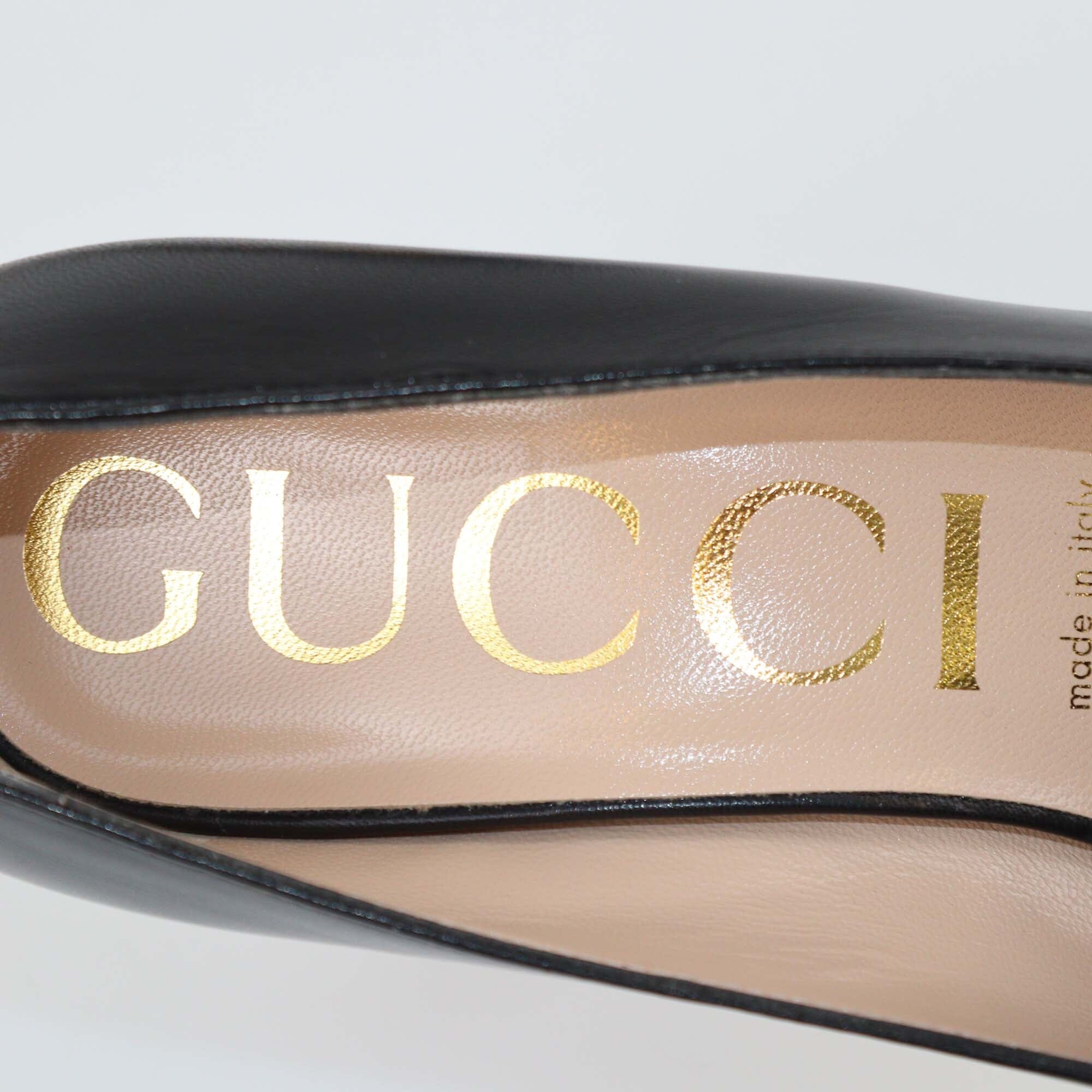 Gucci Black Leather Horsebit Pumps Womens Gucci
