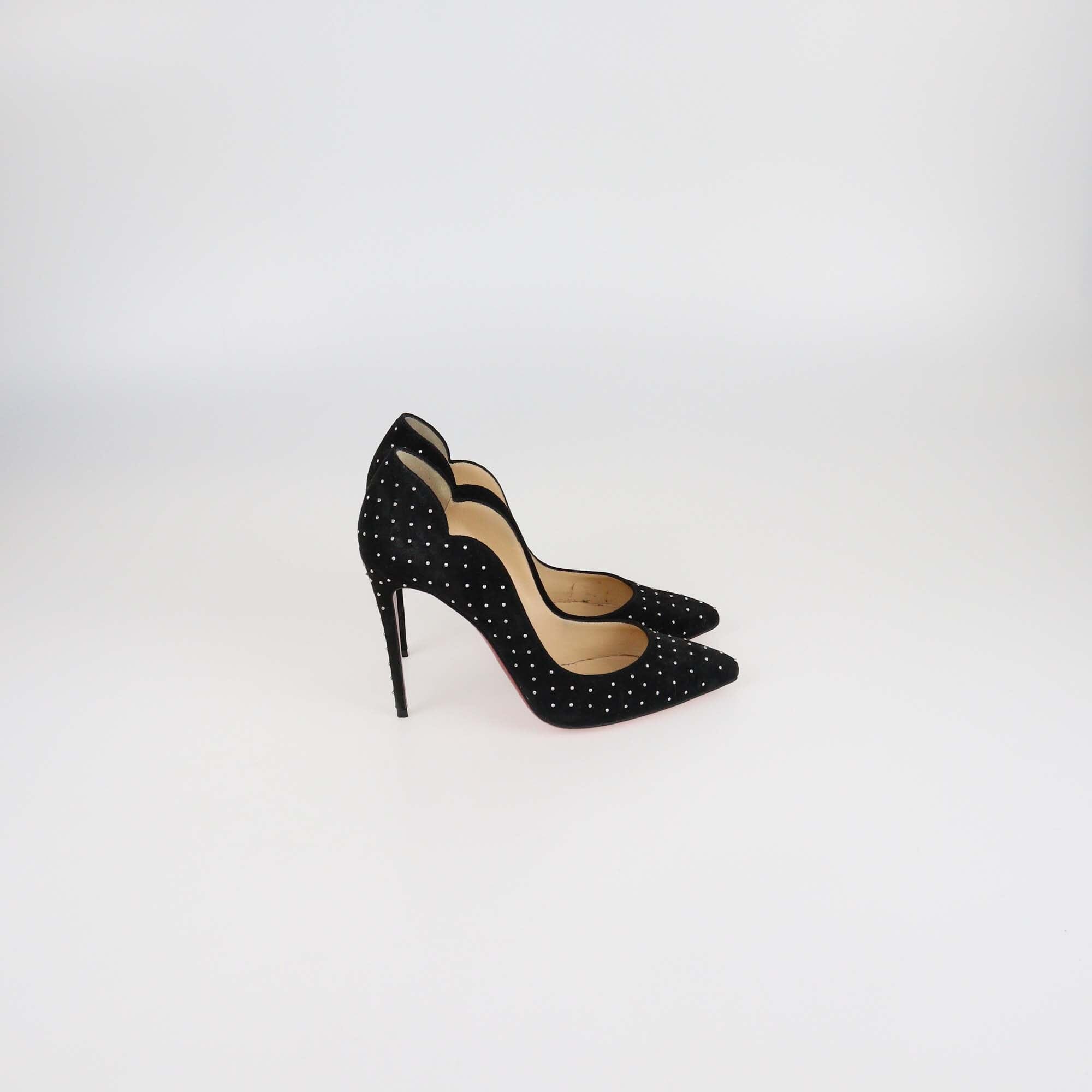 Christian Louboutin Black Studded Suede Hot Chick Pumps Womens Christian Louboutin