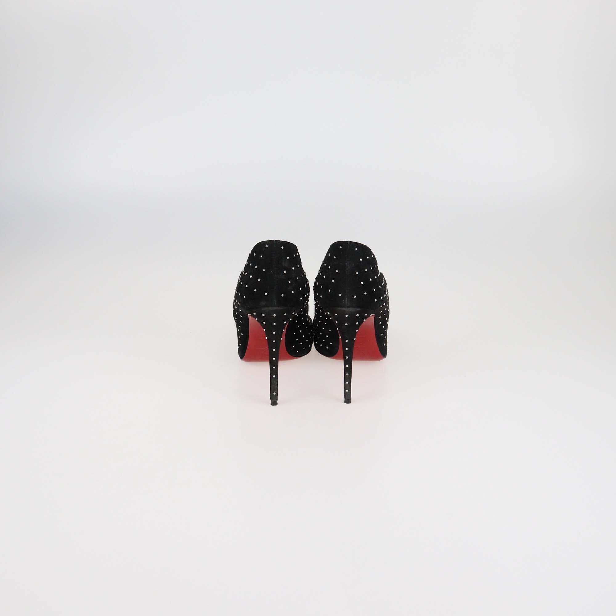 Christian Louboutin Black Studded Suede Hot Chick Pumps Womens Christian Louboutin