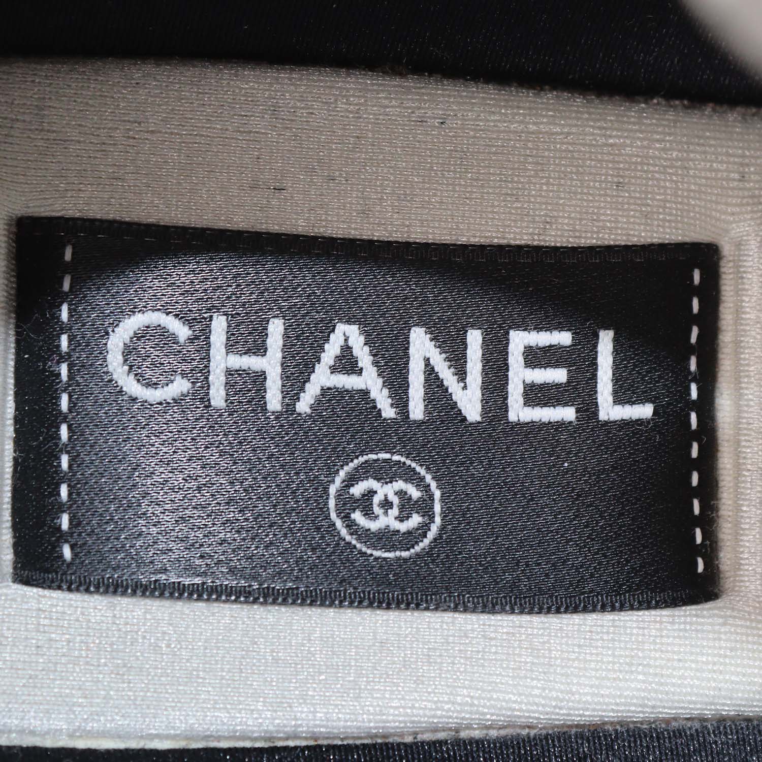 Chanel Black/White Mesh and Leather CC Low Top Sneakers