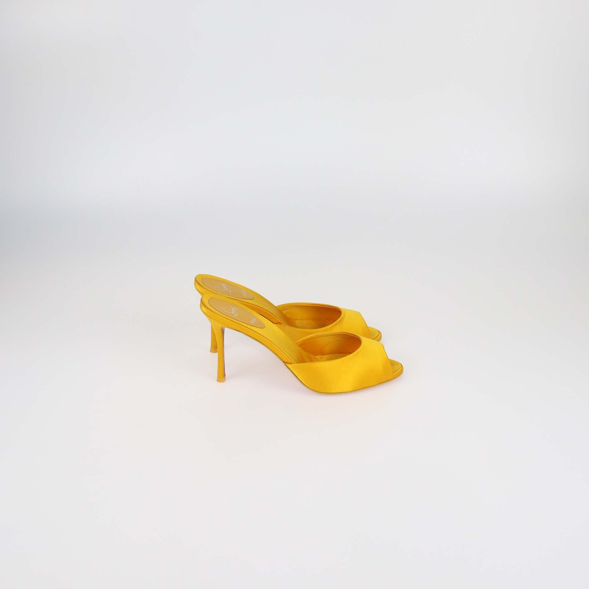 Christian Louboutin Yellow Satin Me Dolly Slide Sandals Womens Christian Louboutin