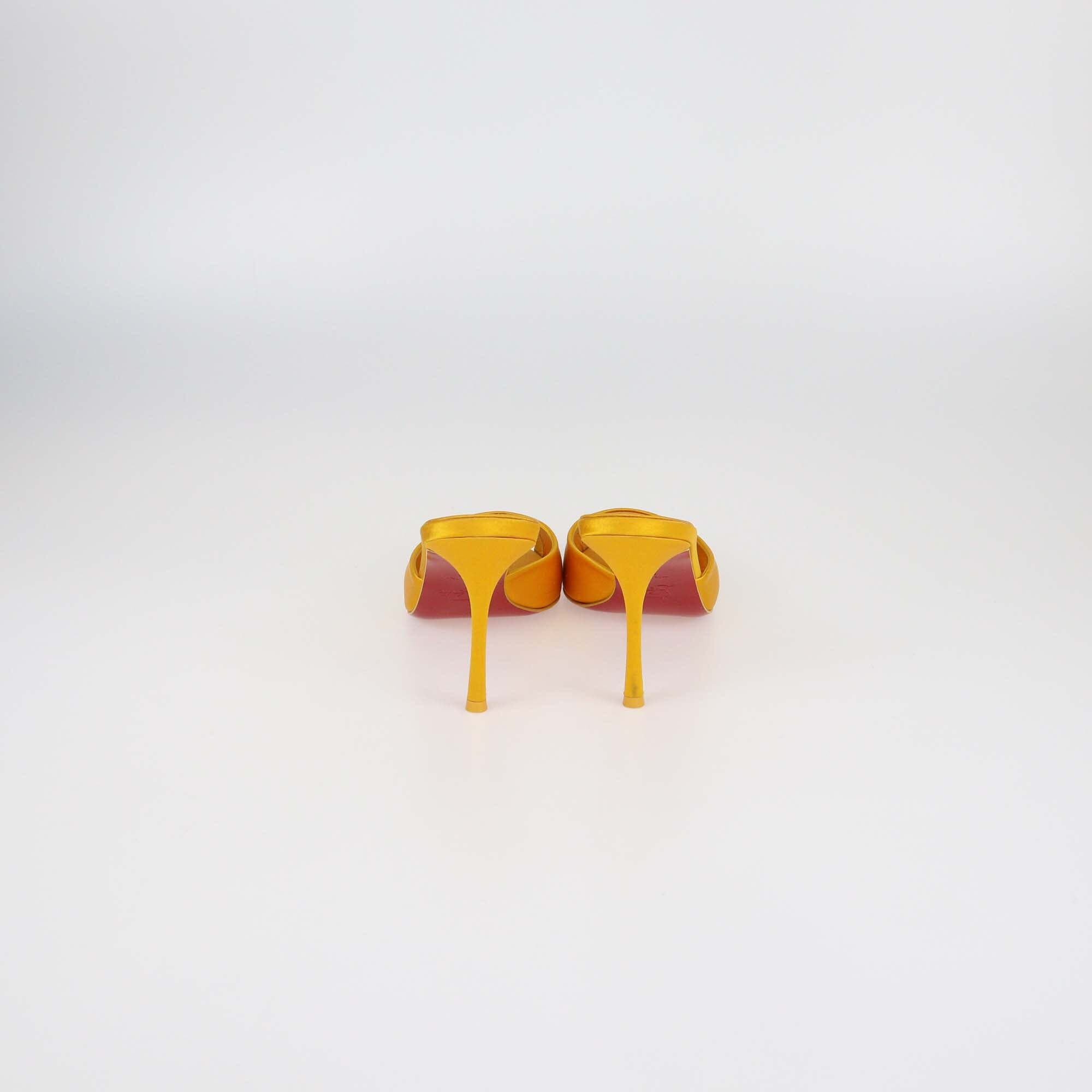 Christian Louboutin Yellow Satin Me Dolly Slide Sandals Womens Christian Louboutin