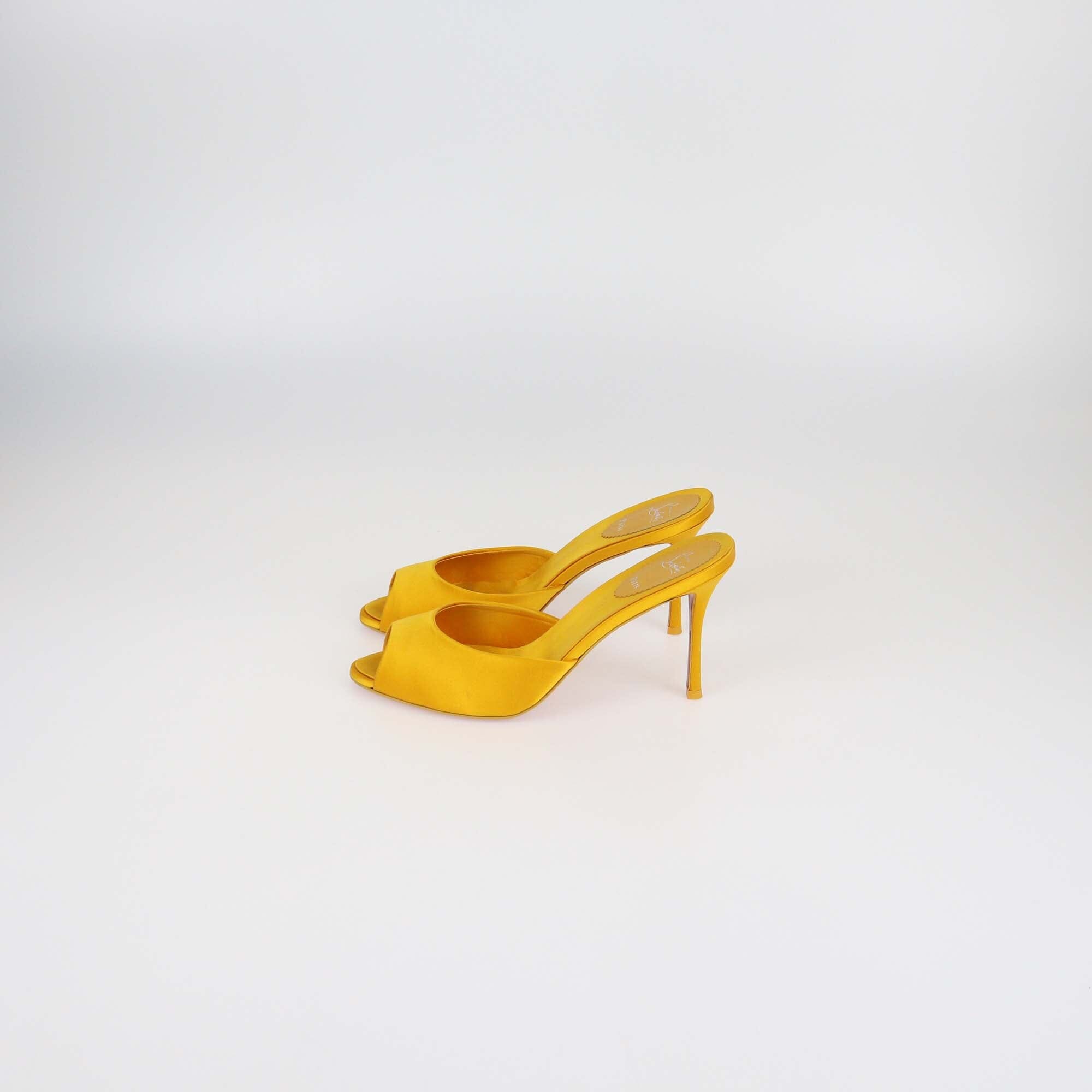 Christian Louboutin Yellow Satin Me Dolly Slide Sandals Womens Christian Louboutin