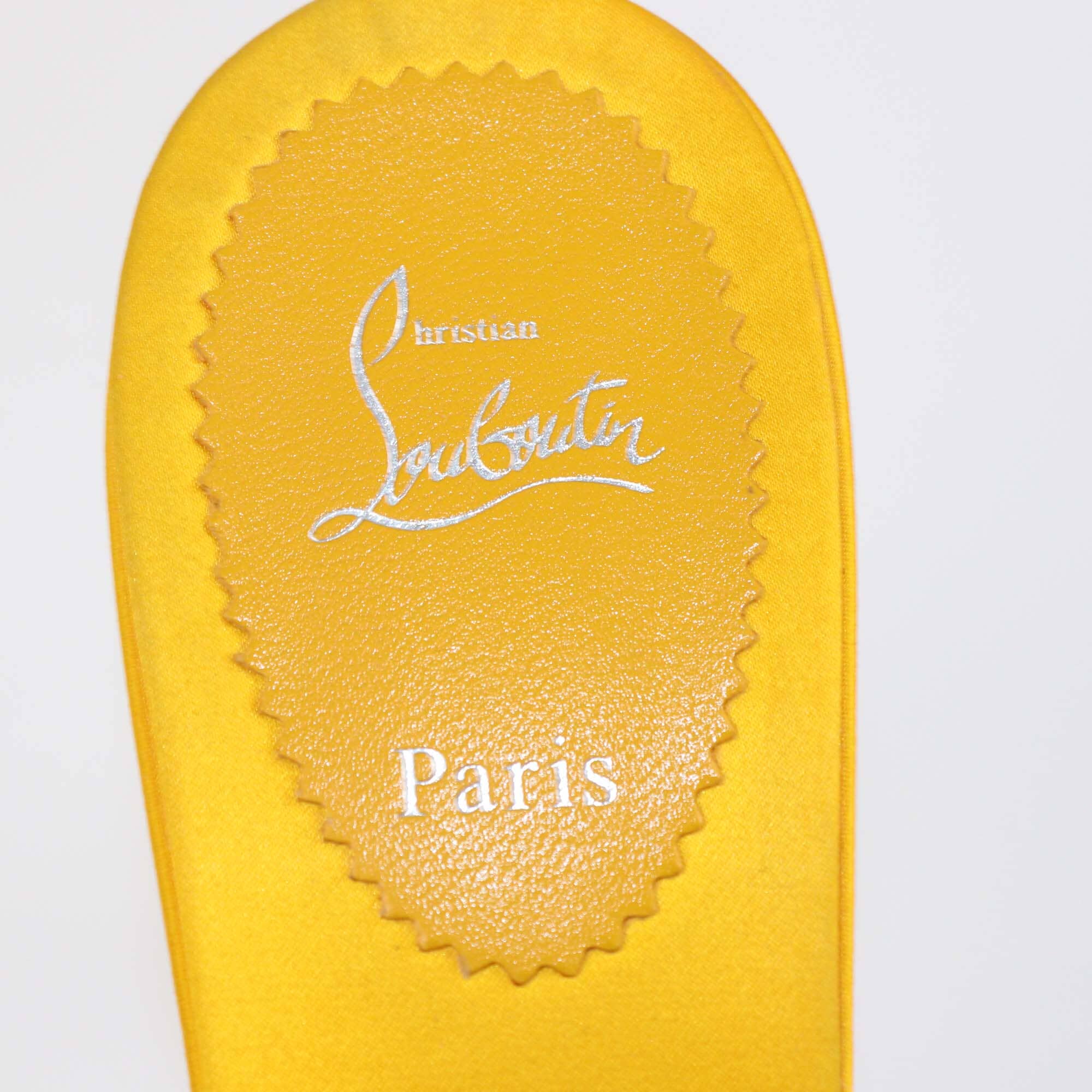 Christian Louboutin Yellow Satin Me Dolly Slide Sandals Womens Christian Louboutin