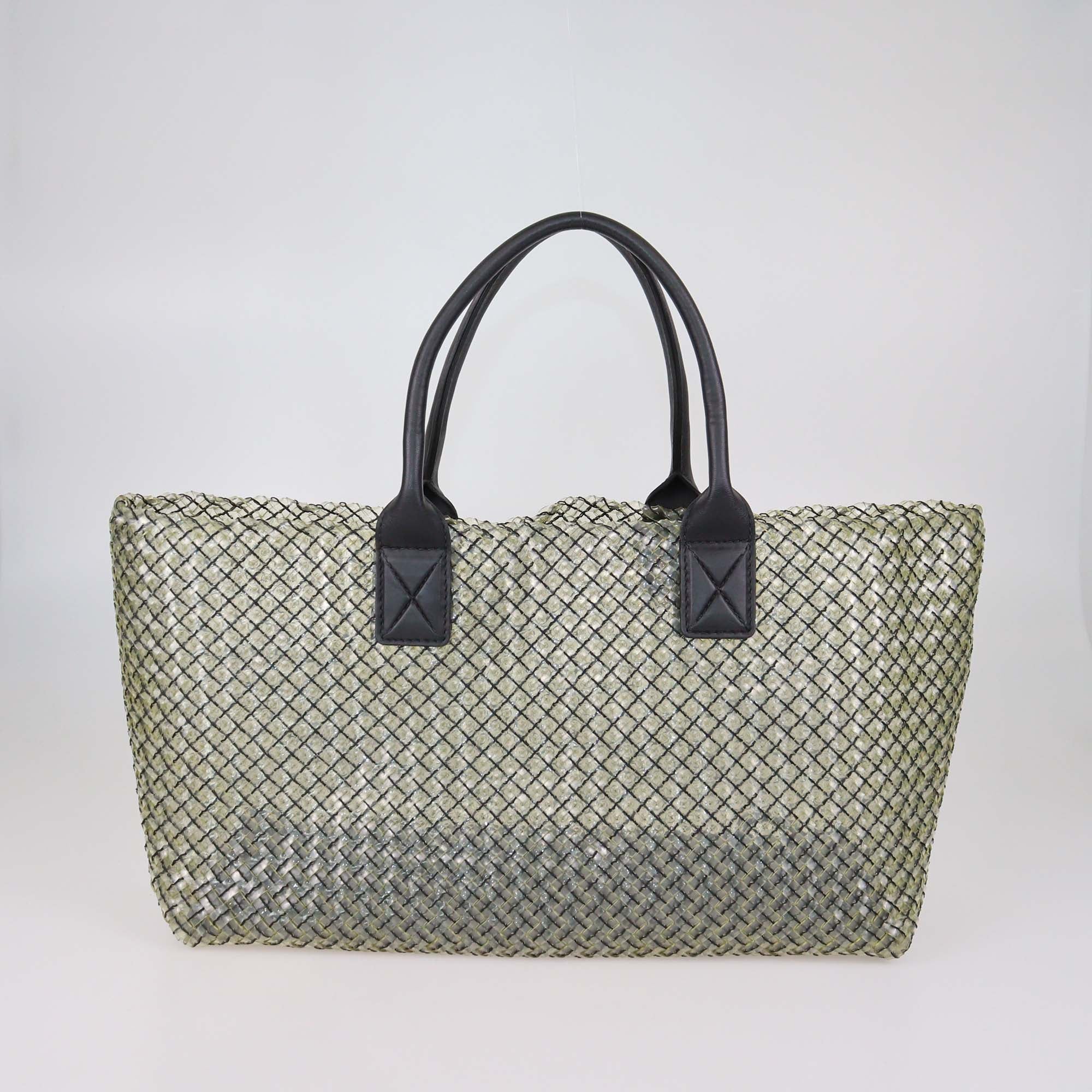 Bottega Veneta Black/Clear Woven PVC and Leather Large Limited Edition 241/500 Cabat Tote