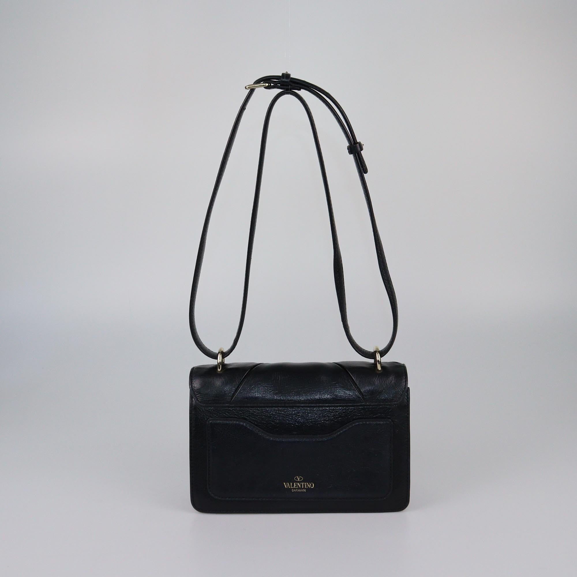 Valentino Black Rockstud Ruffled Bow Shoulder Bag Womens Valentino