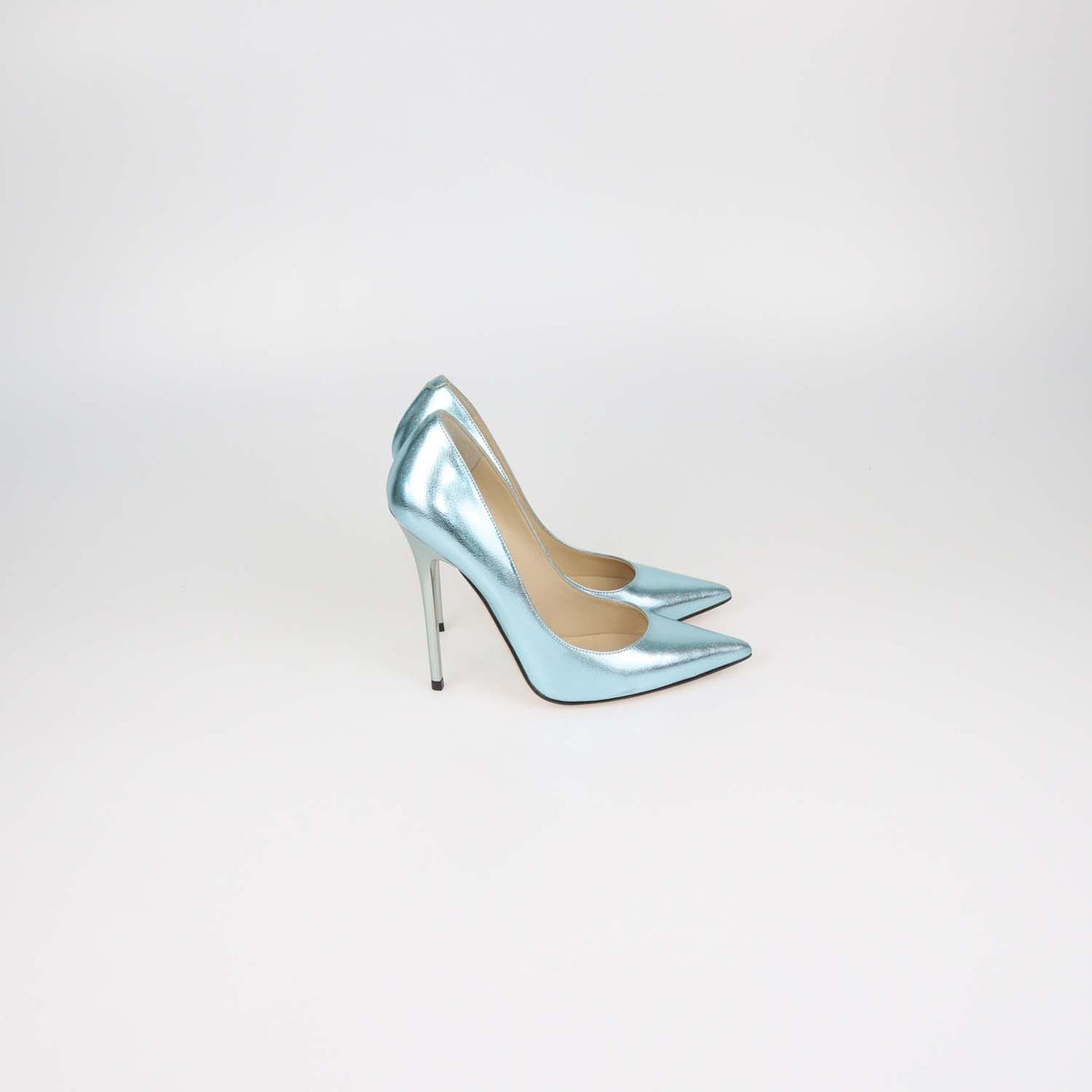 Jimmy Choo Metallic Blue Textured Leather Pointed Toe Pumps