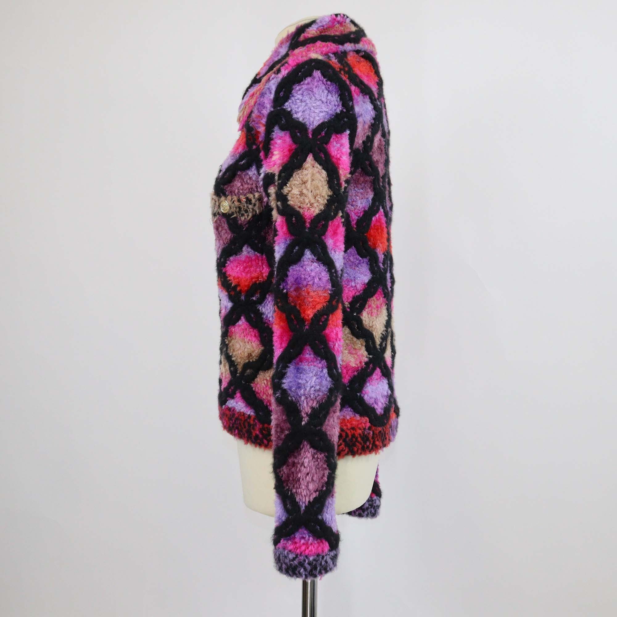 Chanel Multicolor Blend Viscose Boa Blouson Zip Jacket