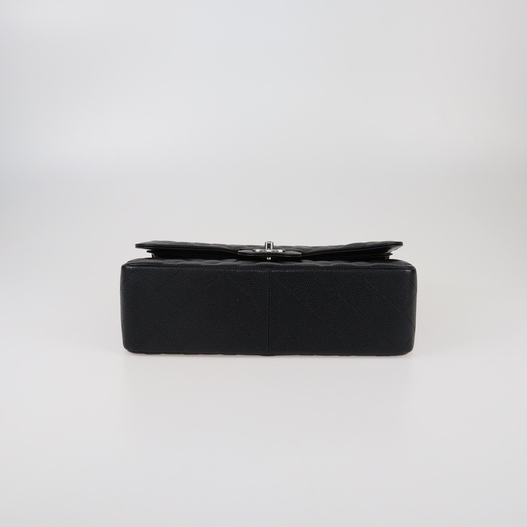Chanel Black Caviar Jumbo Classic Double Flap Bag Womens Chanel
