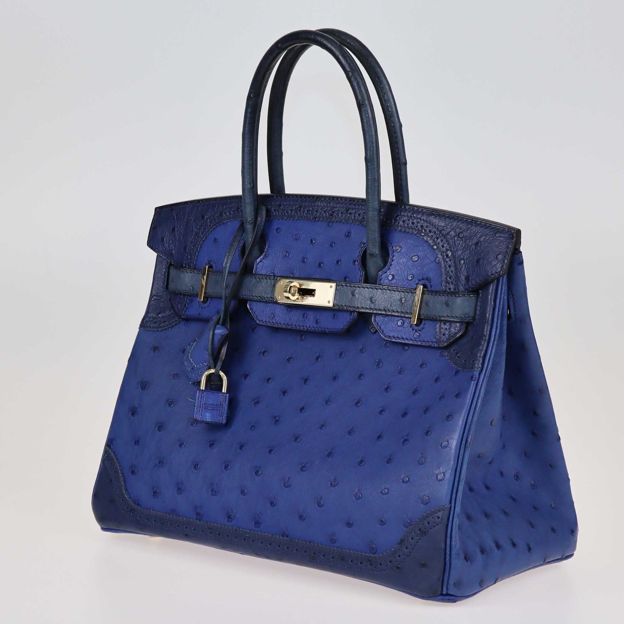 Hermes Tricolor Ostrich Ghillies Birkin 30 Bags Hermes