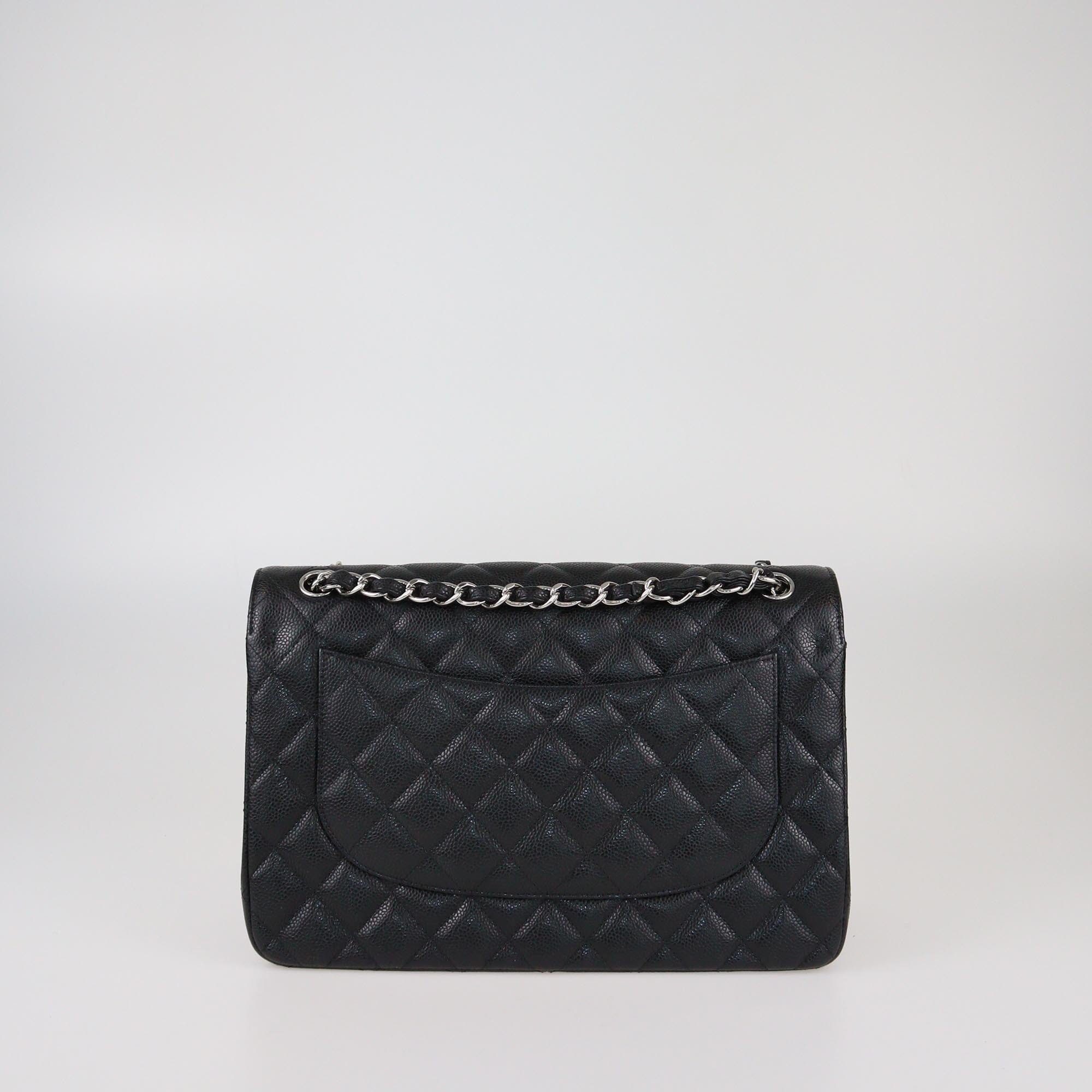 Chanel Black Caviar Jumbo Classic Double Flap Bag Womens Chanel