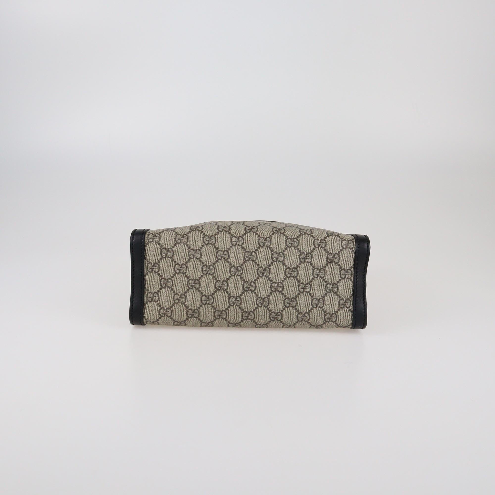 Gucci Black/Beige GG Supreme Small Padlock Shoulder Bag Womens Gucci