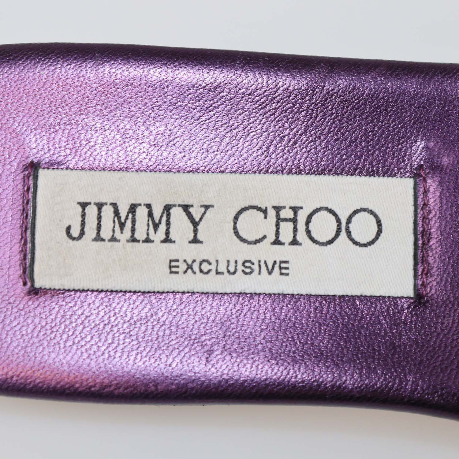 Jimmy Choo Metallic Purple Snake Embossed Leather Nanda Flat Slides