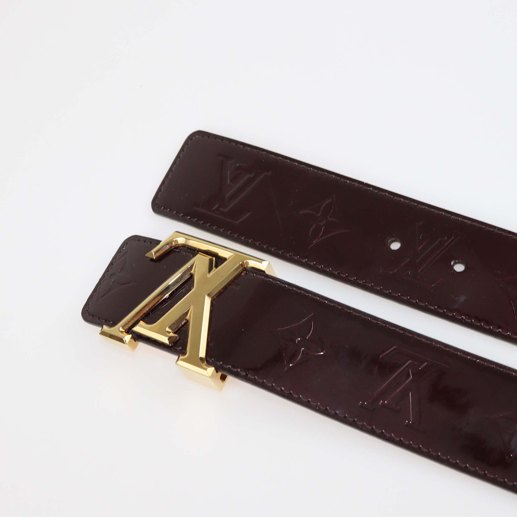 Louis Vuitton Amarante Vernis Leather LV Initiales Waist Belt Womens Louis Vuitton