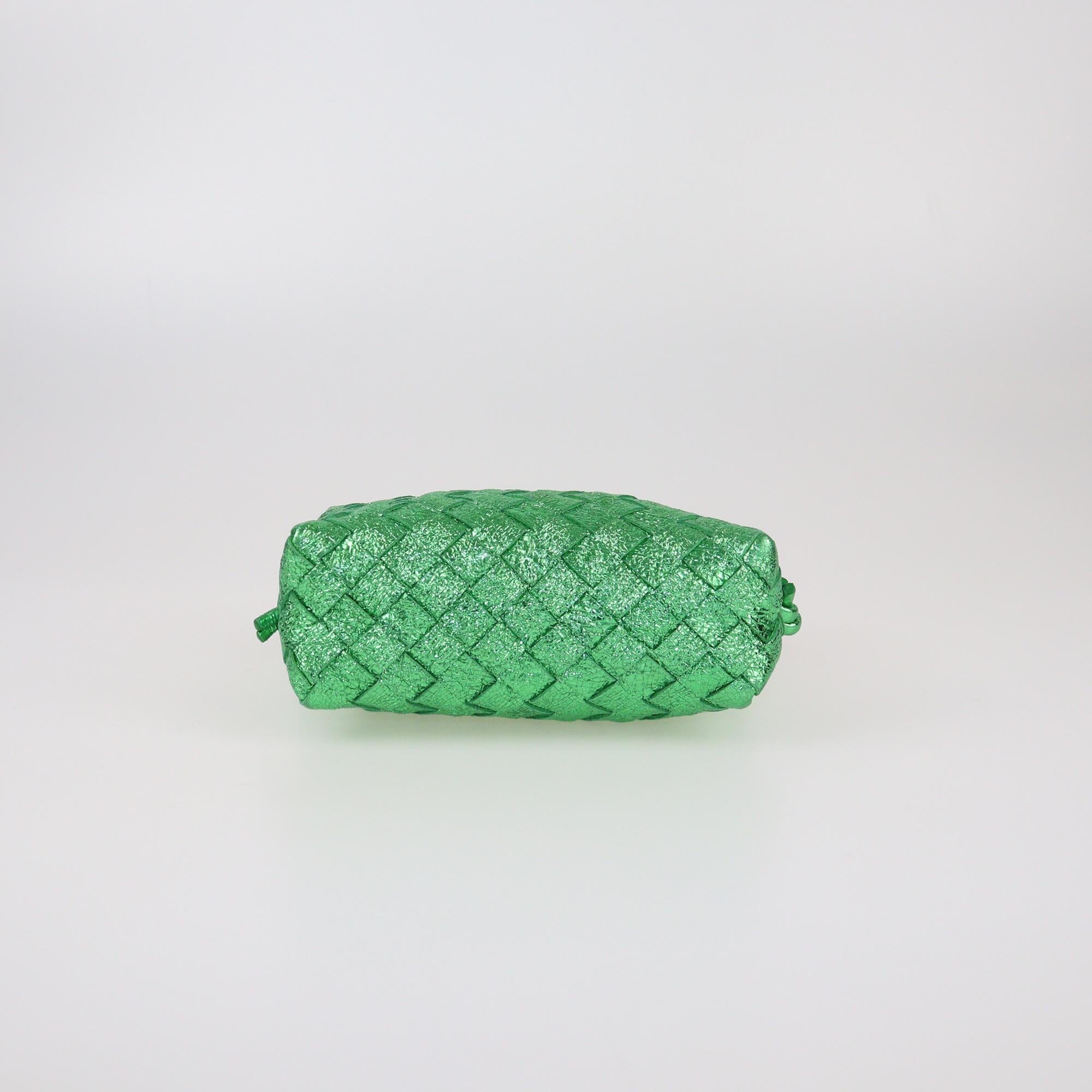 Bottega Veneta Metallic Green Intrecciato Mini Loop Camera Bag Womens Bottega Veneta