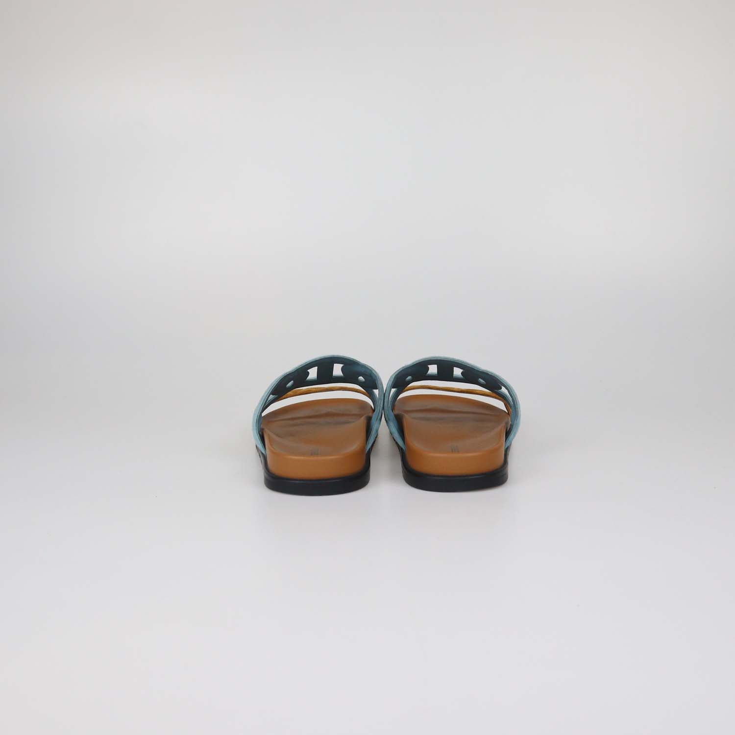 Hermes Bleu Mineral/Naturel Suede Extra Sandals