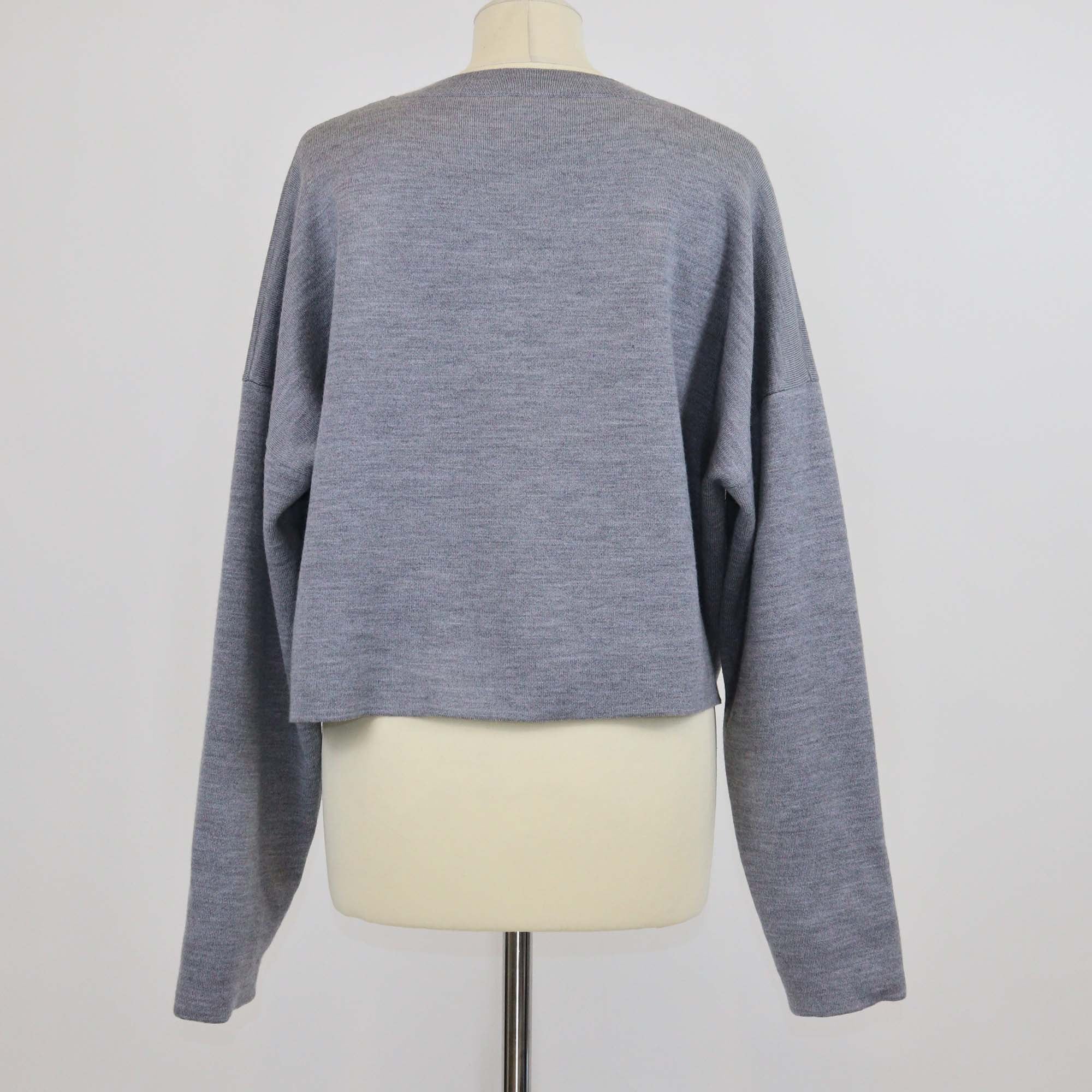 Loewe Grey Wool Anagram Embossed Crop Sweater