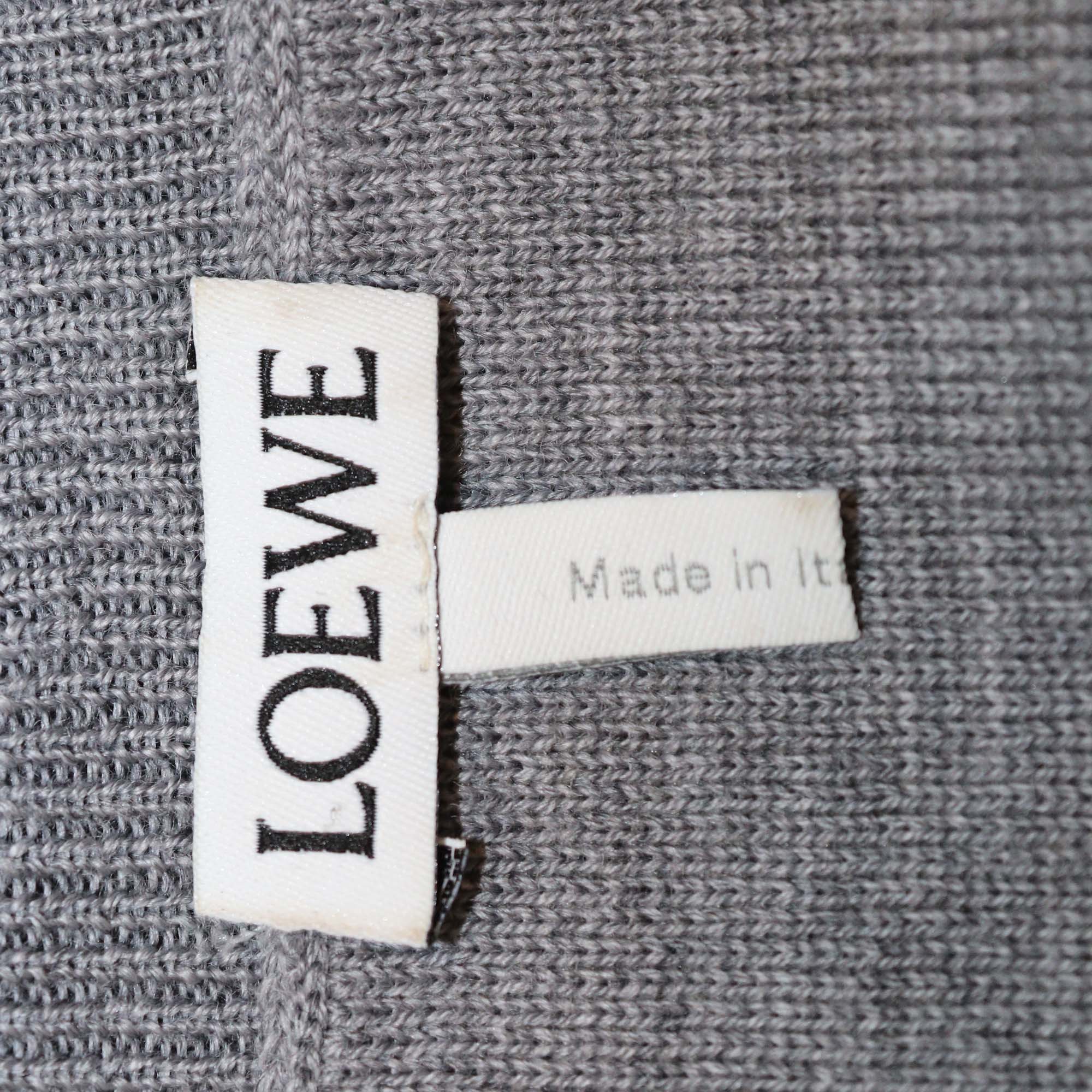 Loewe Grey Wool Anagram Embossed Crop Sweater