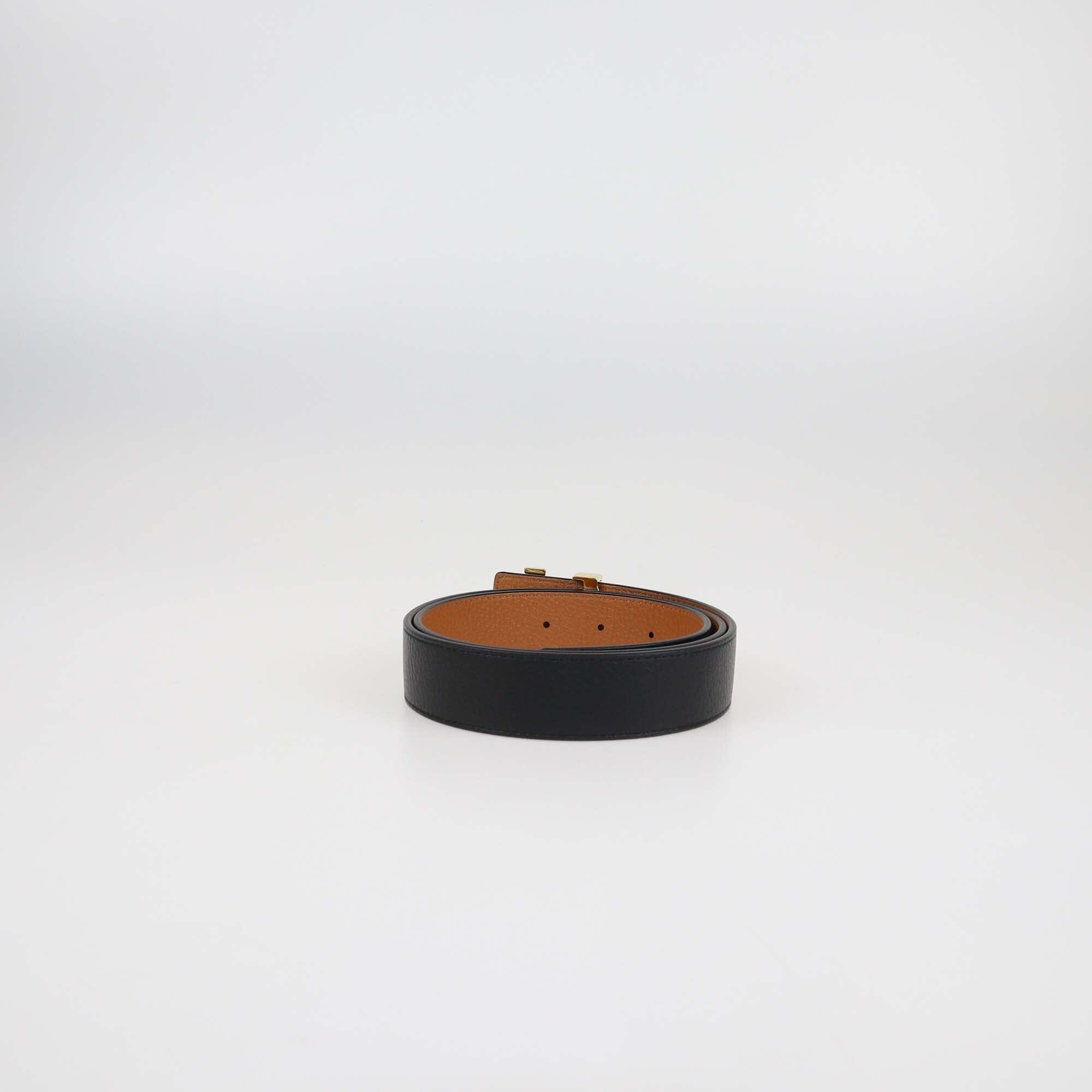 Louis Vuitton Black/Brown Leather LV Initiales Reversible Belt Womens Louis Vuitton