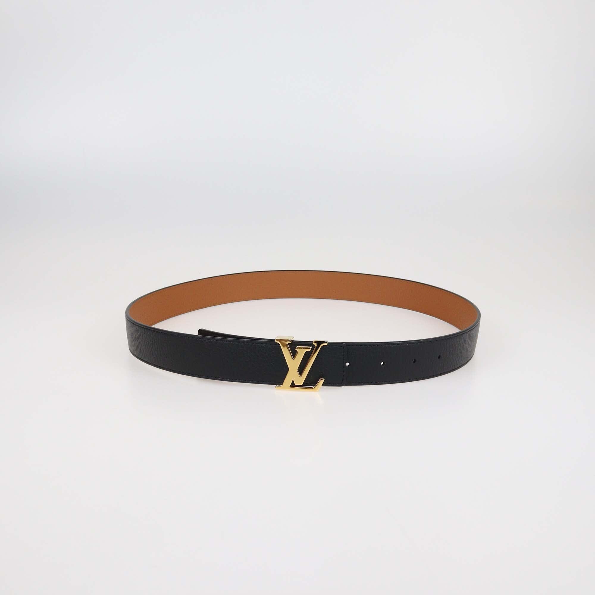 Louis Vuitton Black/Brown Leather LV Initiales Reversible Belt Womens Louis Vuitton