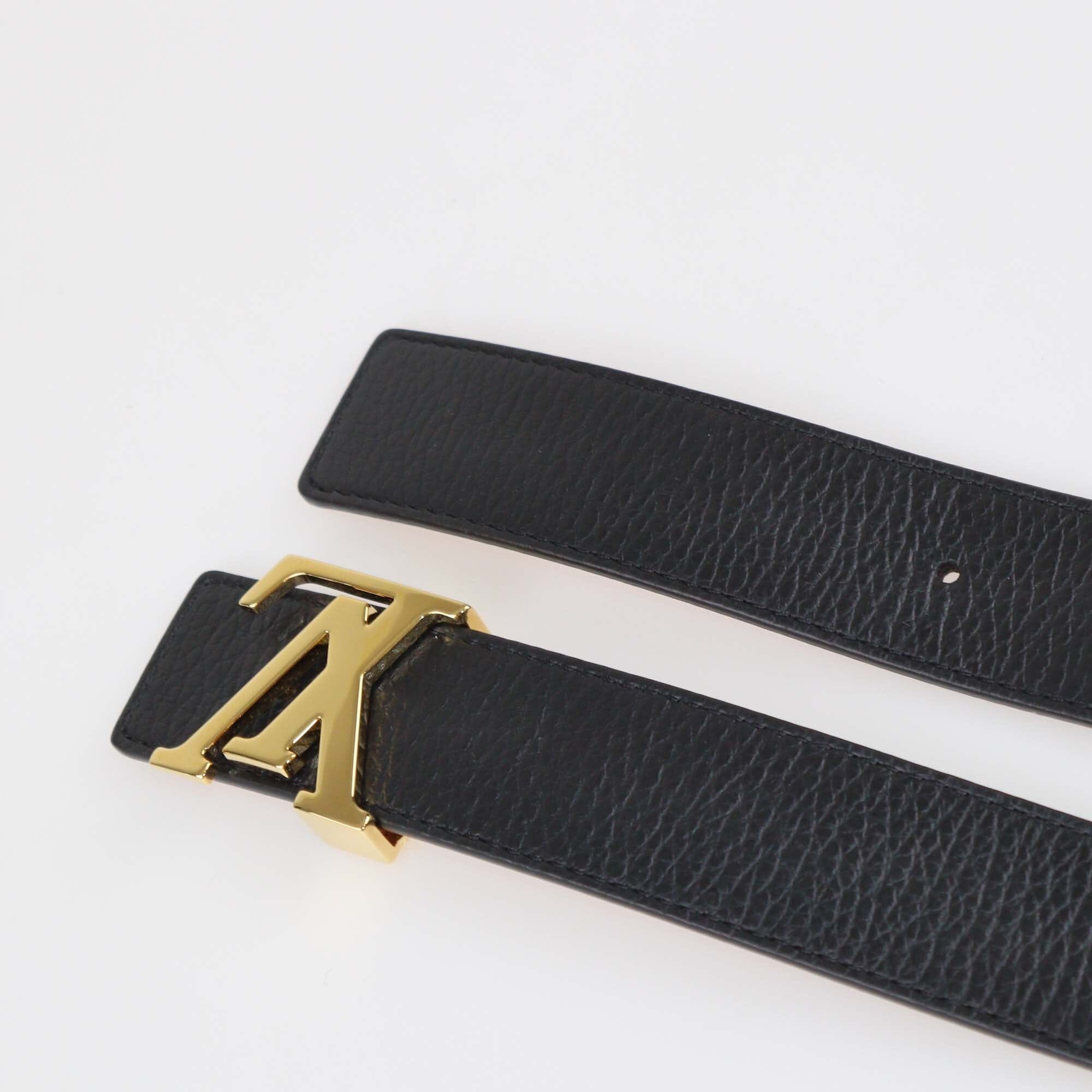Louis Vuitton Black/Brown Leather LV Initiales Reversible Belt Womens Louis Vuitton