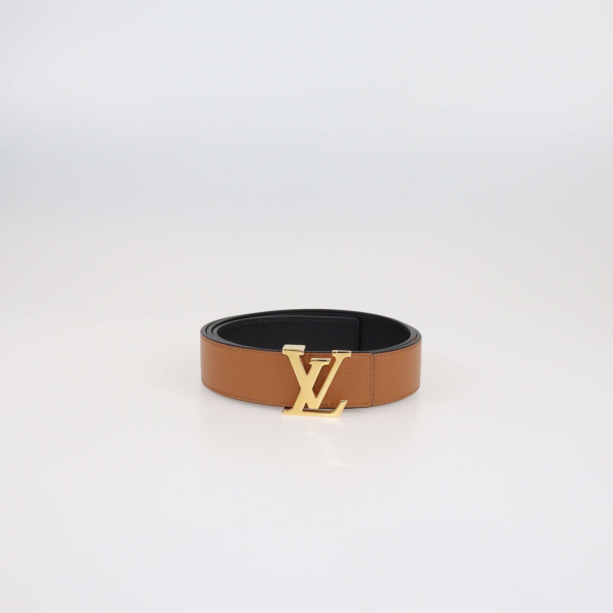 Louis Vuitton Black/Brown Leather LV Initiales Reversible Belt Womens Louis Vuitton