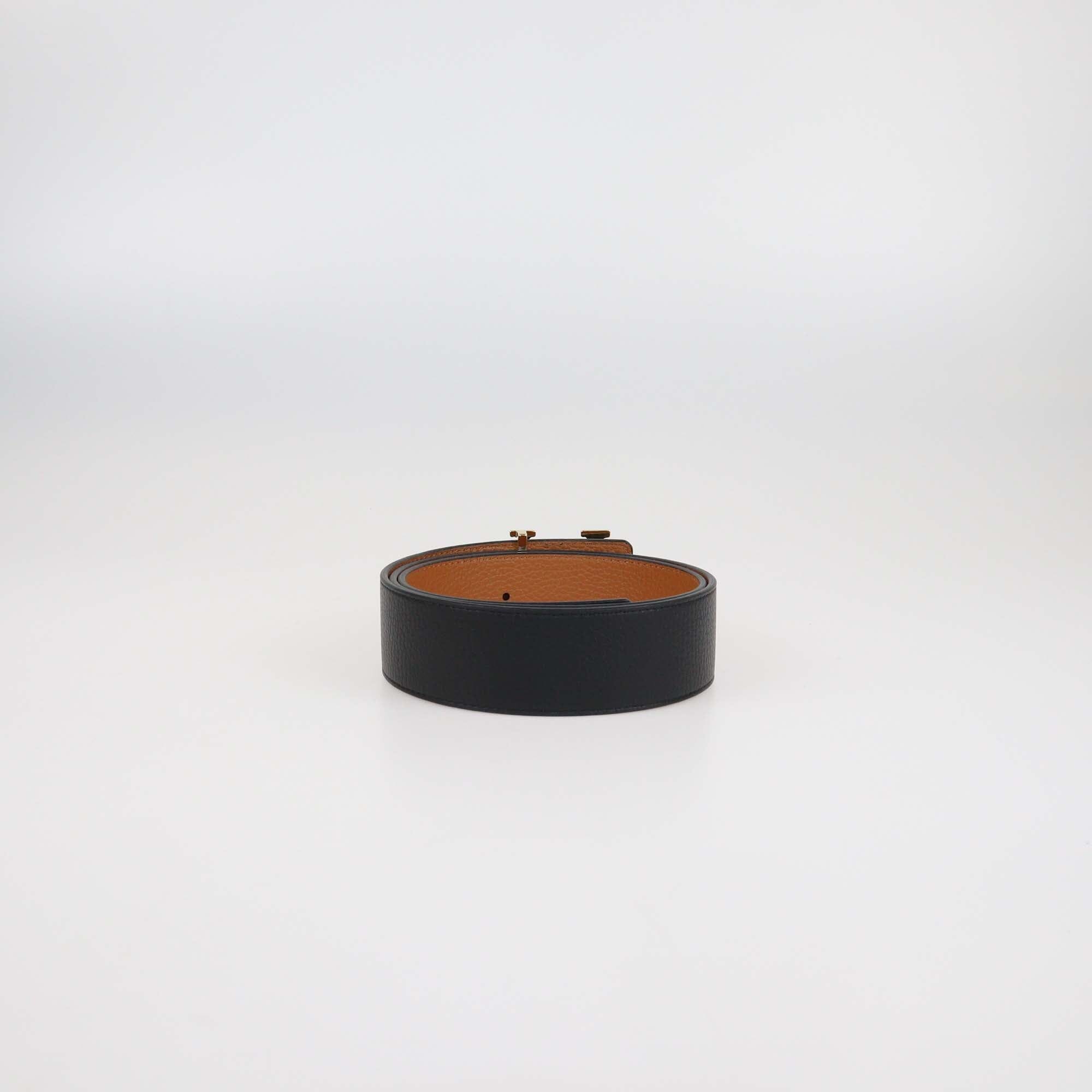 Louis Vuitton Black/Brown Leather LV Initiales Reversible Belt Mens Louis Vuitton