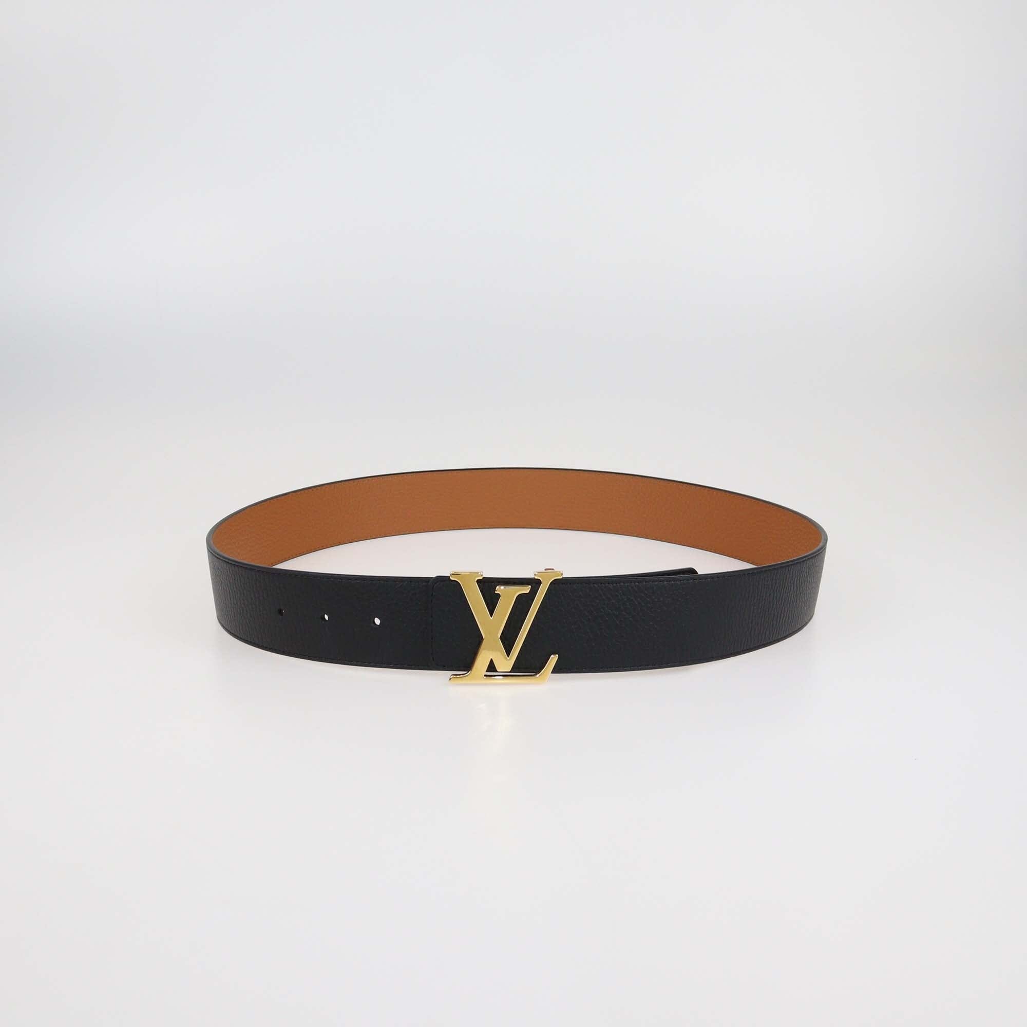 Louis Vuitton Black/Brown Leather LV Initiales Reversible Belt Mens Louis Vuitton