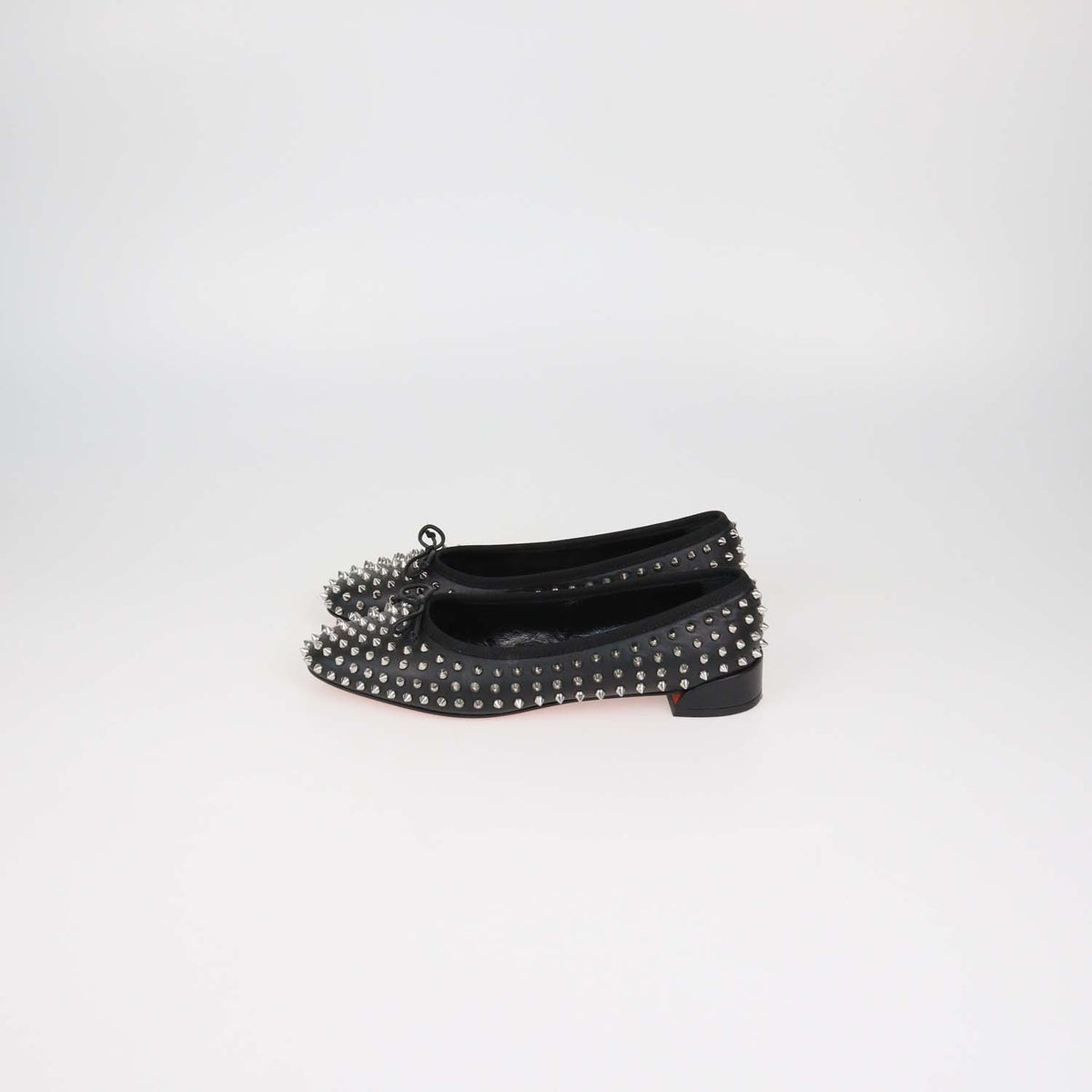 Christian Louboutin Black Leather Spiked Ballet Flats