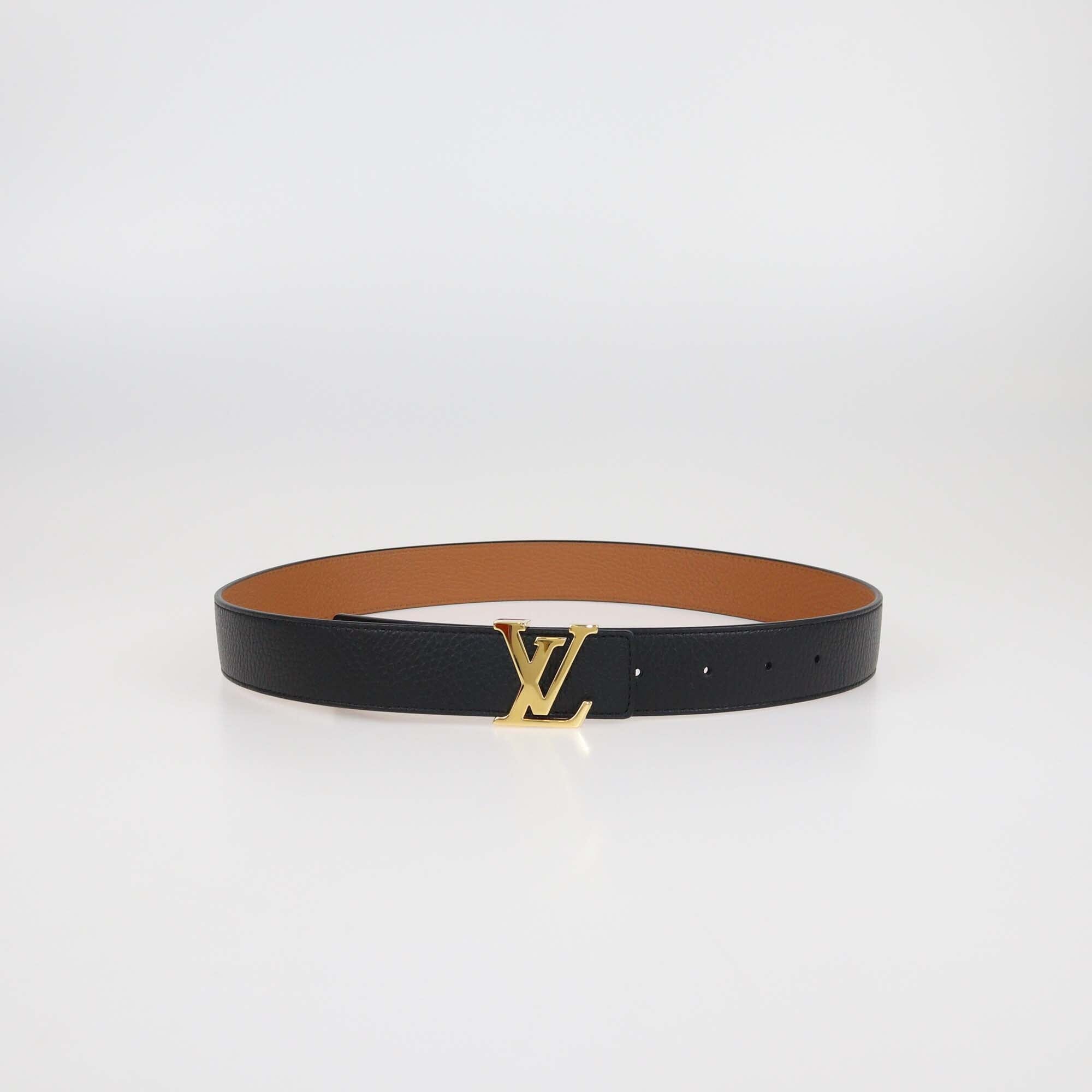 Louis Vuitton Black/Brown Leather LV Initiales Reversible Belt Womens Louis Vuitton