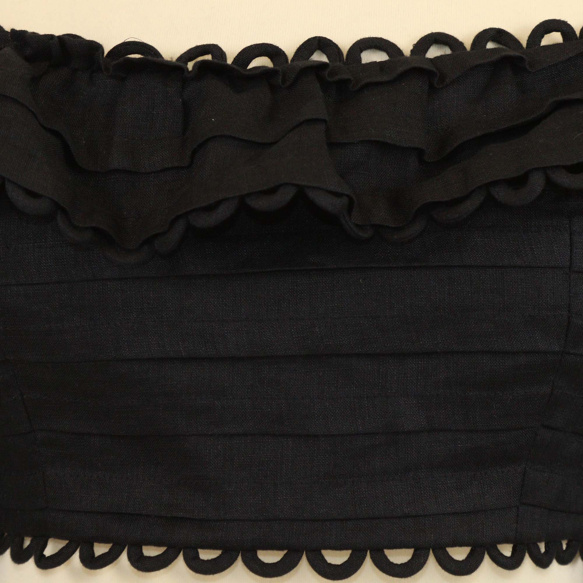 Zimmermann Black Linen Scallop Detail Off-Shoulder Crop Top