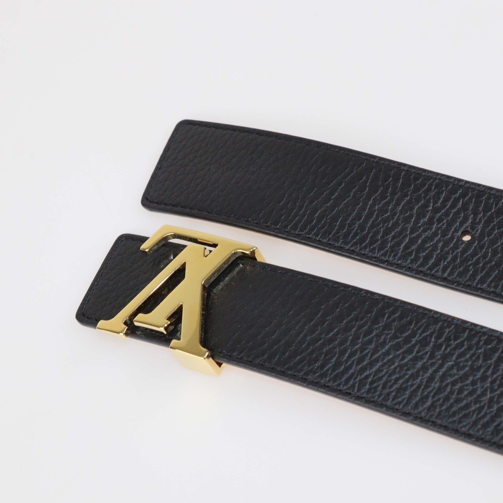 Louis Vuitton Black/Brown Leather LV Initiales Reversible Belt Womens Louis Vuitton