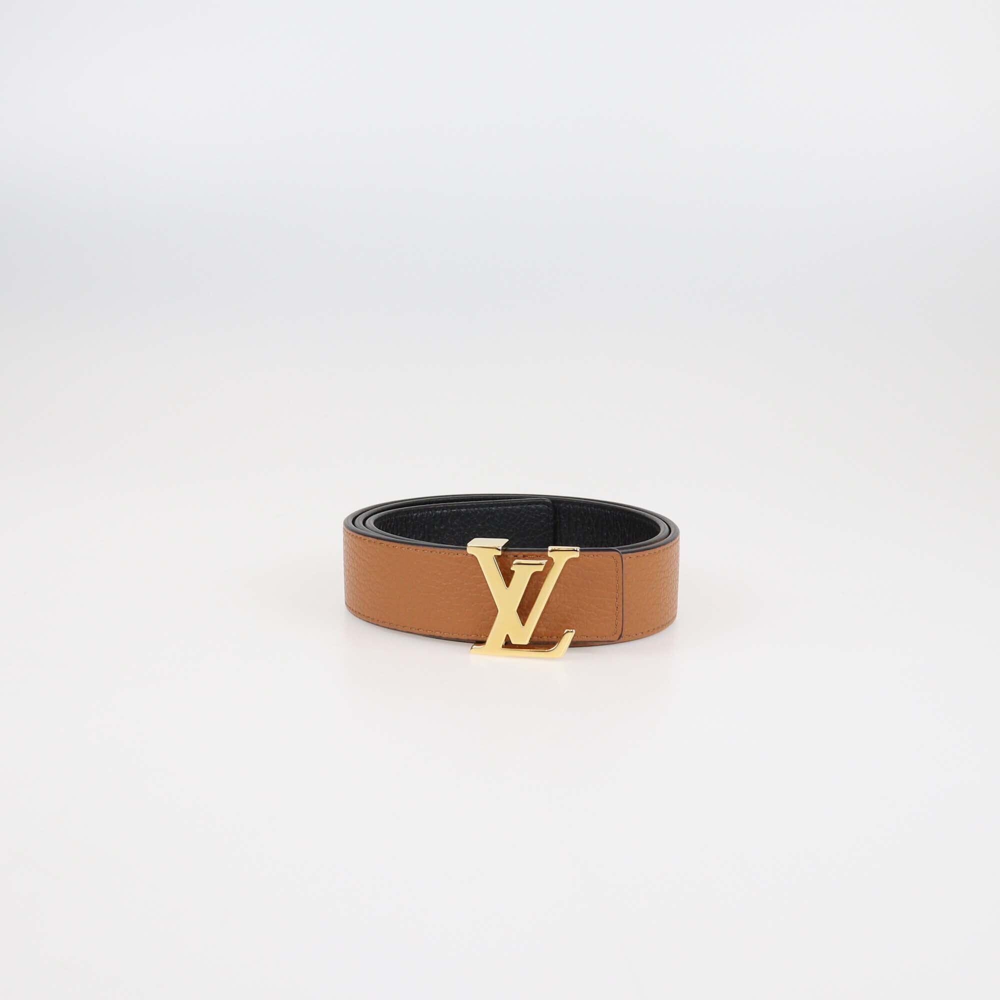 Louis Vuitton Black/Brown Leather LV Initiales Reversible Belt Womens Louis Vuitton