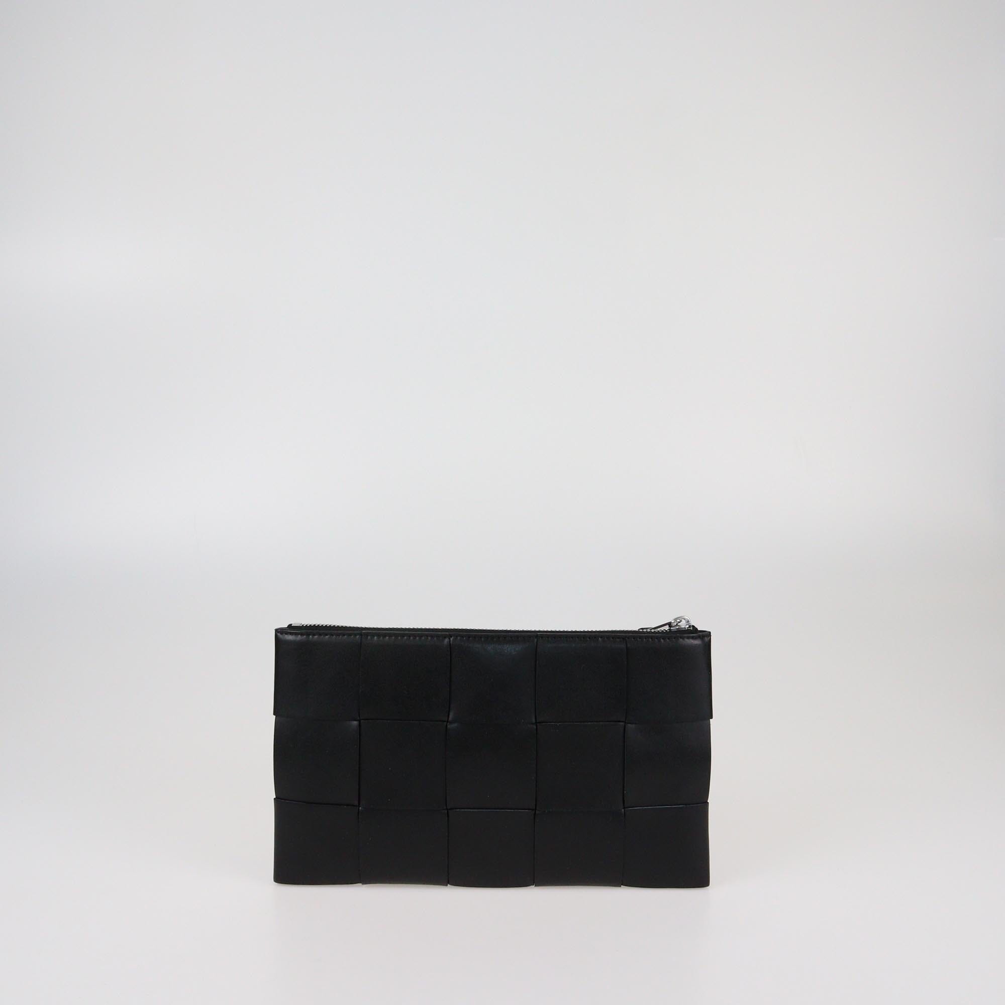 Bottega Veneta Black Intrecciato Cassette Flat Pouch Mens Bottega Veneta