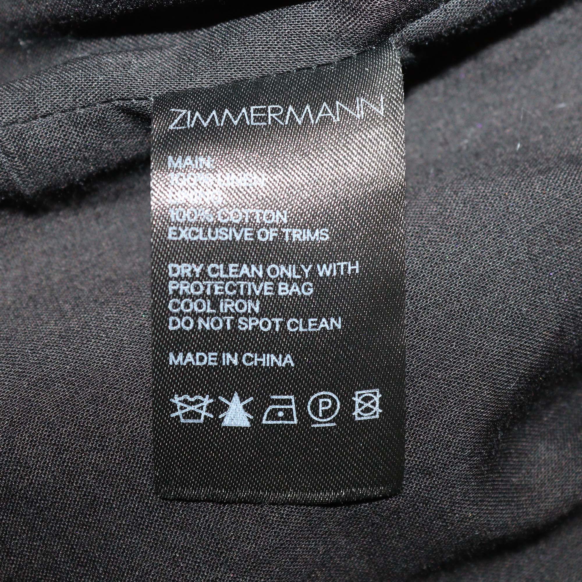 Zimmermann Black Linen Scallop Detail Off-Shoulder Crop Top