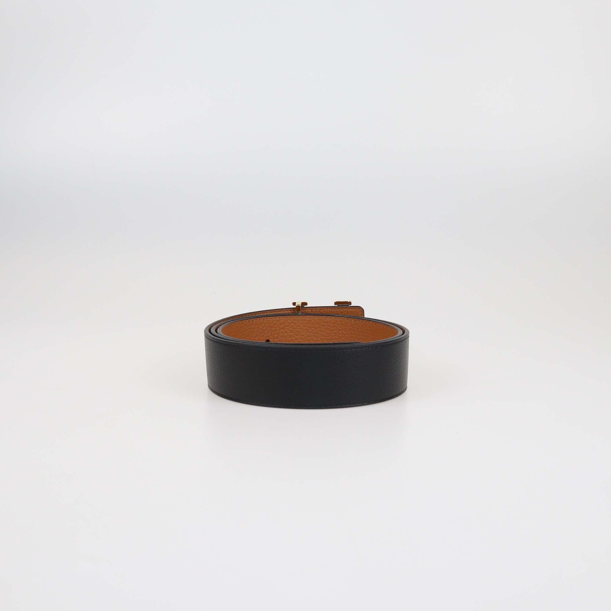 Louis Vuitton Black/Brown Leather LV Initiales Reversible Belt Mens Louis Vuitton