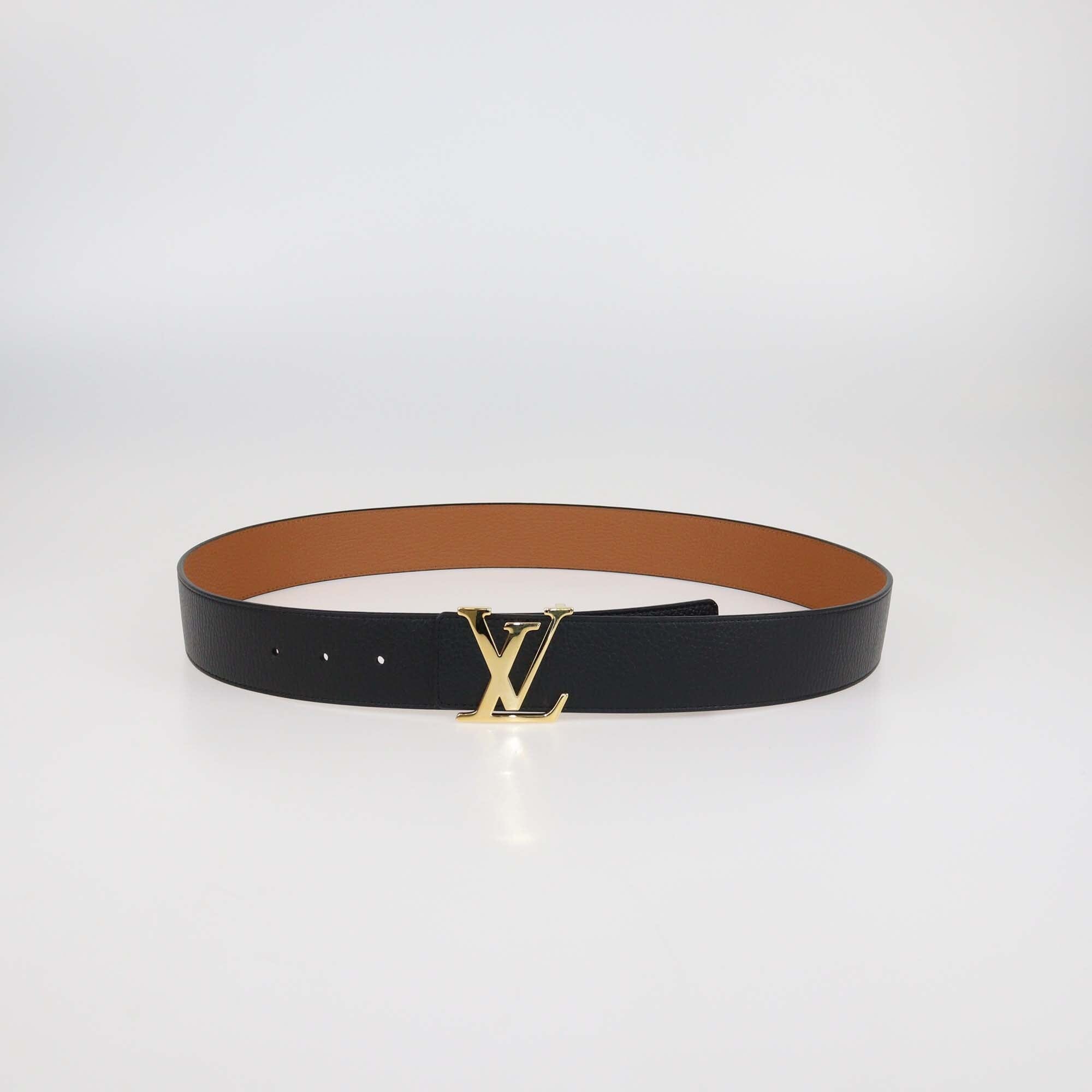 Louis Vuitton Black/Brown Leather LV Initiales Reversible Belt Mens Louis Vuitton