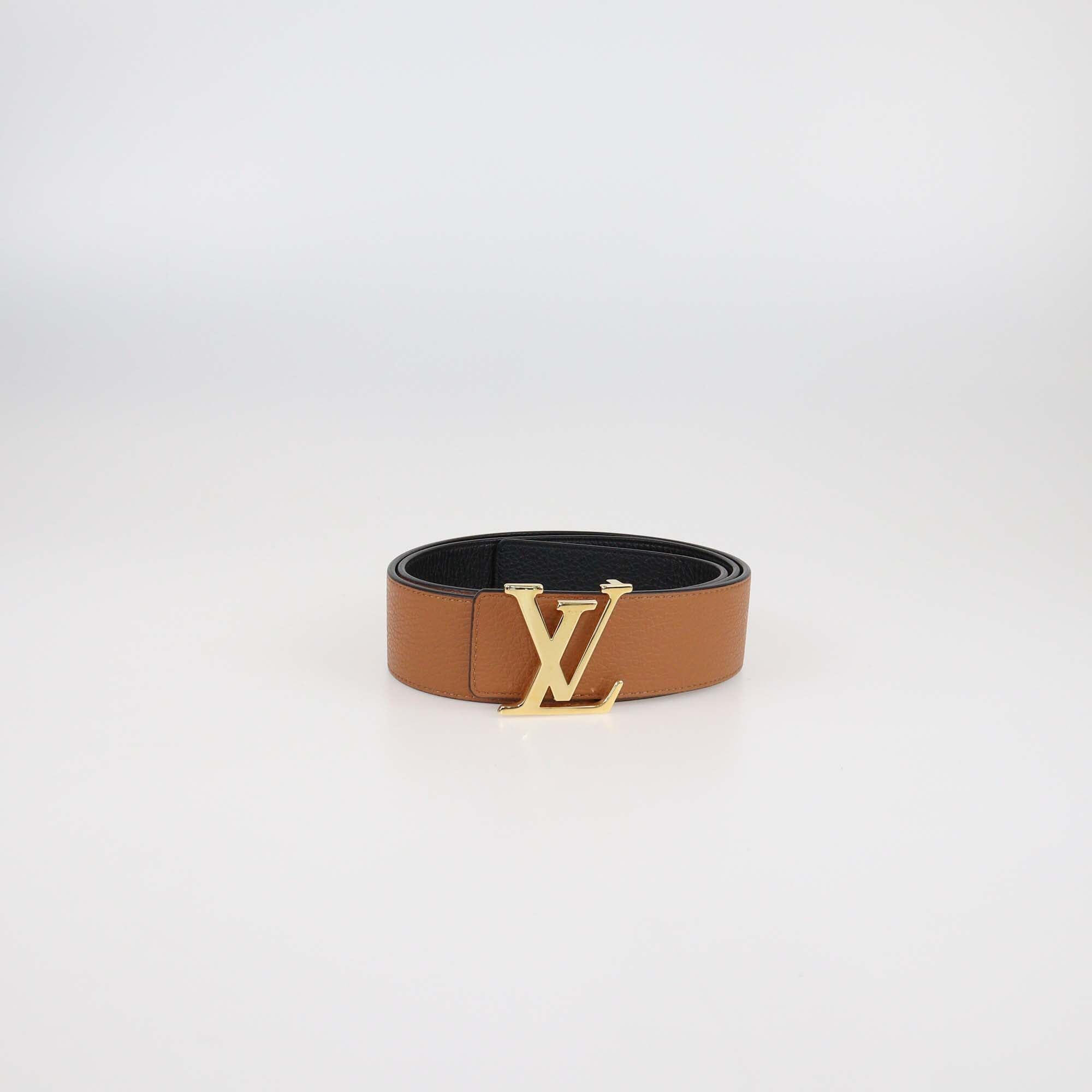 Louis Vuitton Black/Brown Leather LV Initiales Reversible Belt Mens Louis Vuitton
