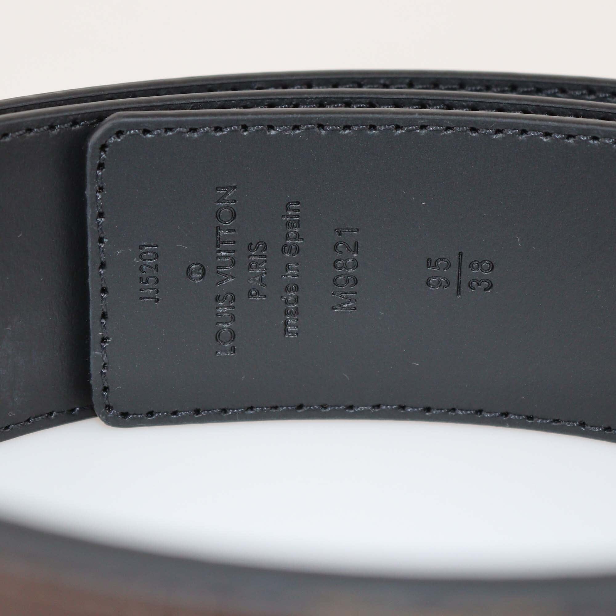 Louis Vuitton Black/Monogram Canvas & Leather Reversible 40MM Initiales Belt Mens Louis Vuitton