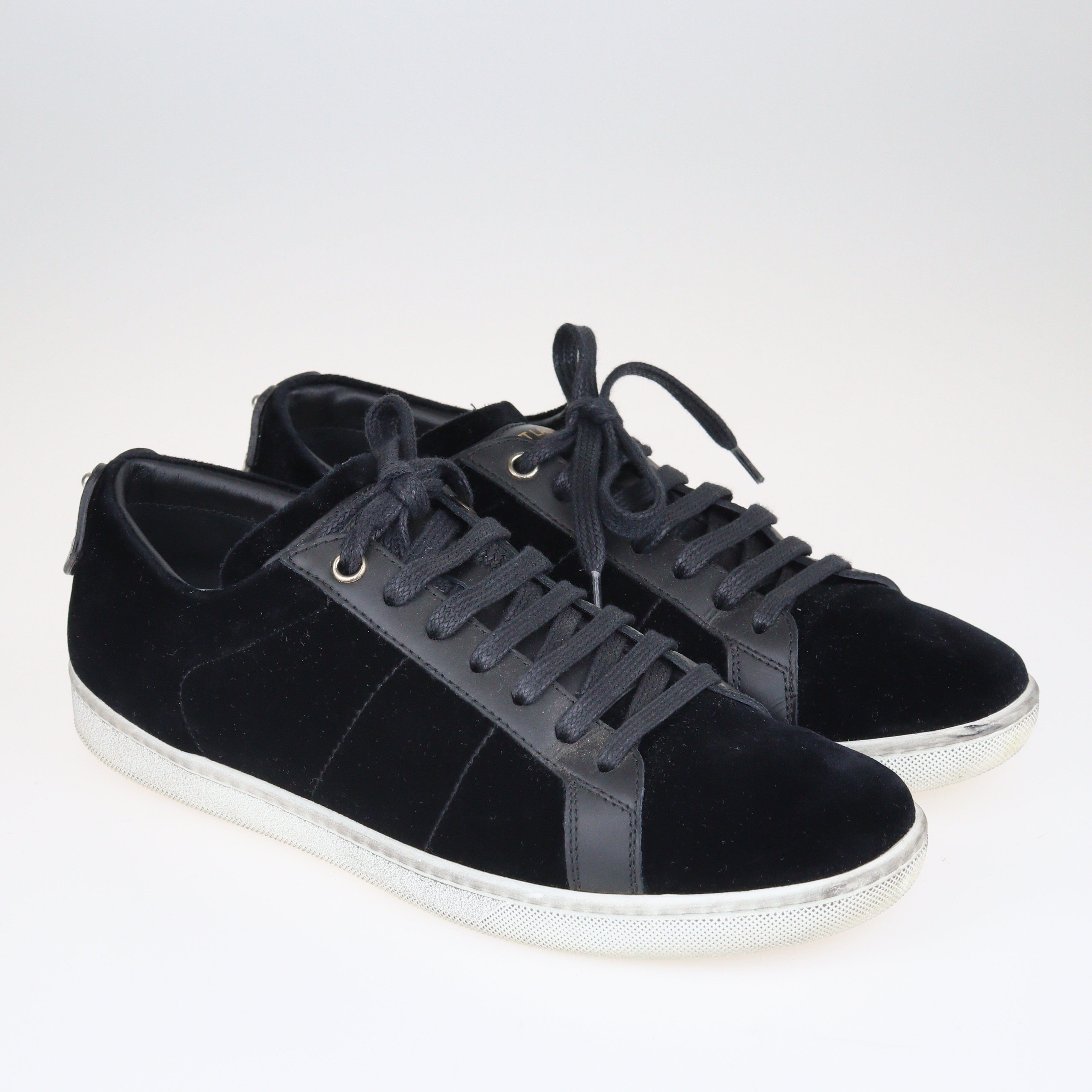 Black Signature Court Lips Low Top Sneakers Shoes Saint Laurent 