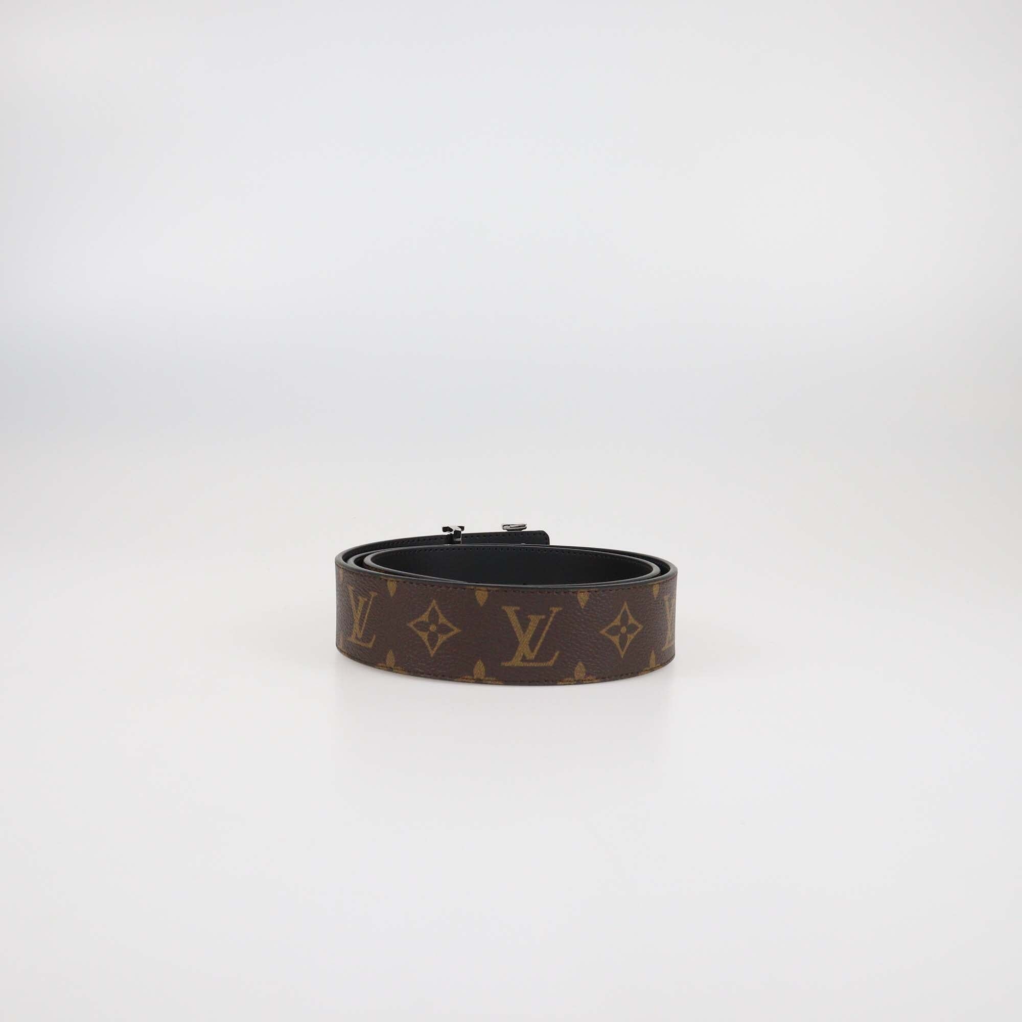 Louis Vuitton Black/Monogram Canvas & Leather Reversible 40MM Initiales Belt Mens Louis Vuitton