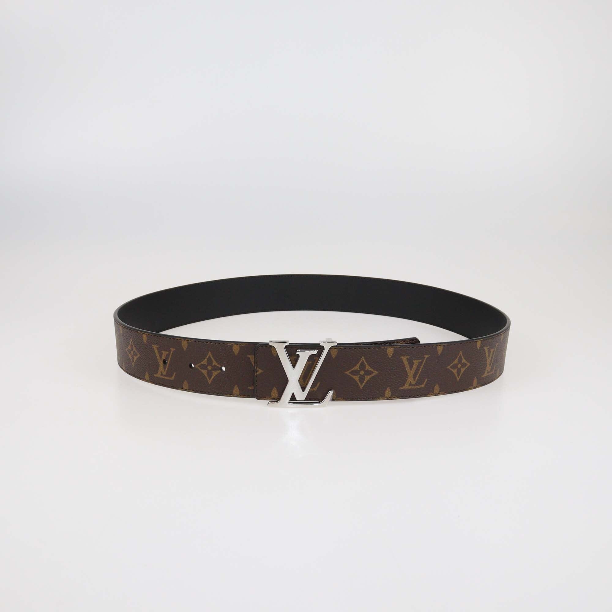 Louis Vuitton Black/Monogram Canvas & Leather Reversible 40MM Initiales Belt Mens Louis Vuitton