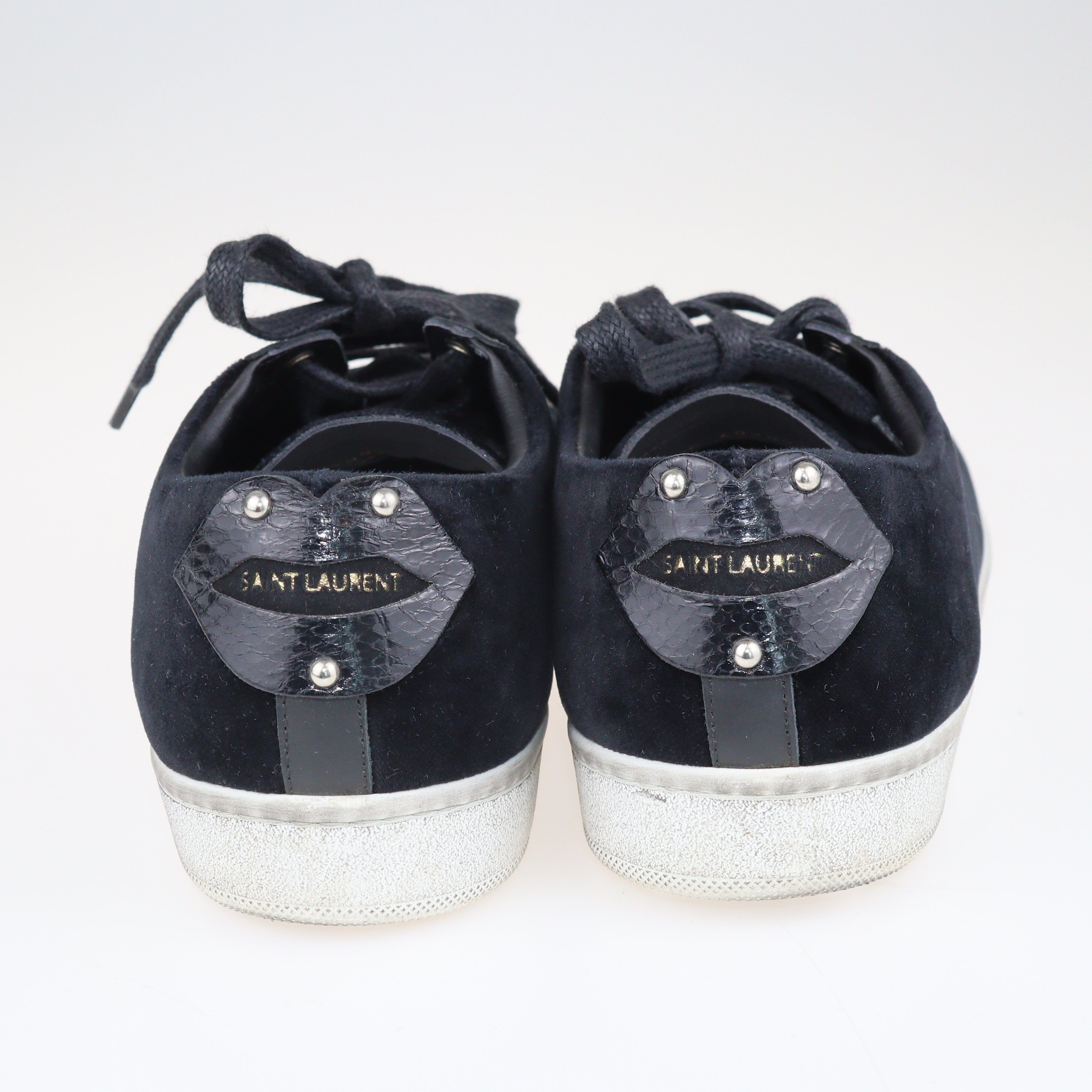 Black Signature Court Lips Low Top Sneakers Shoes Saint Laurent