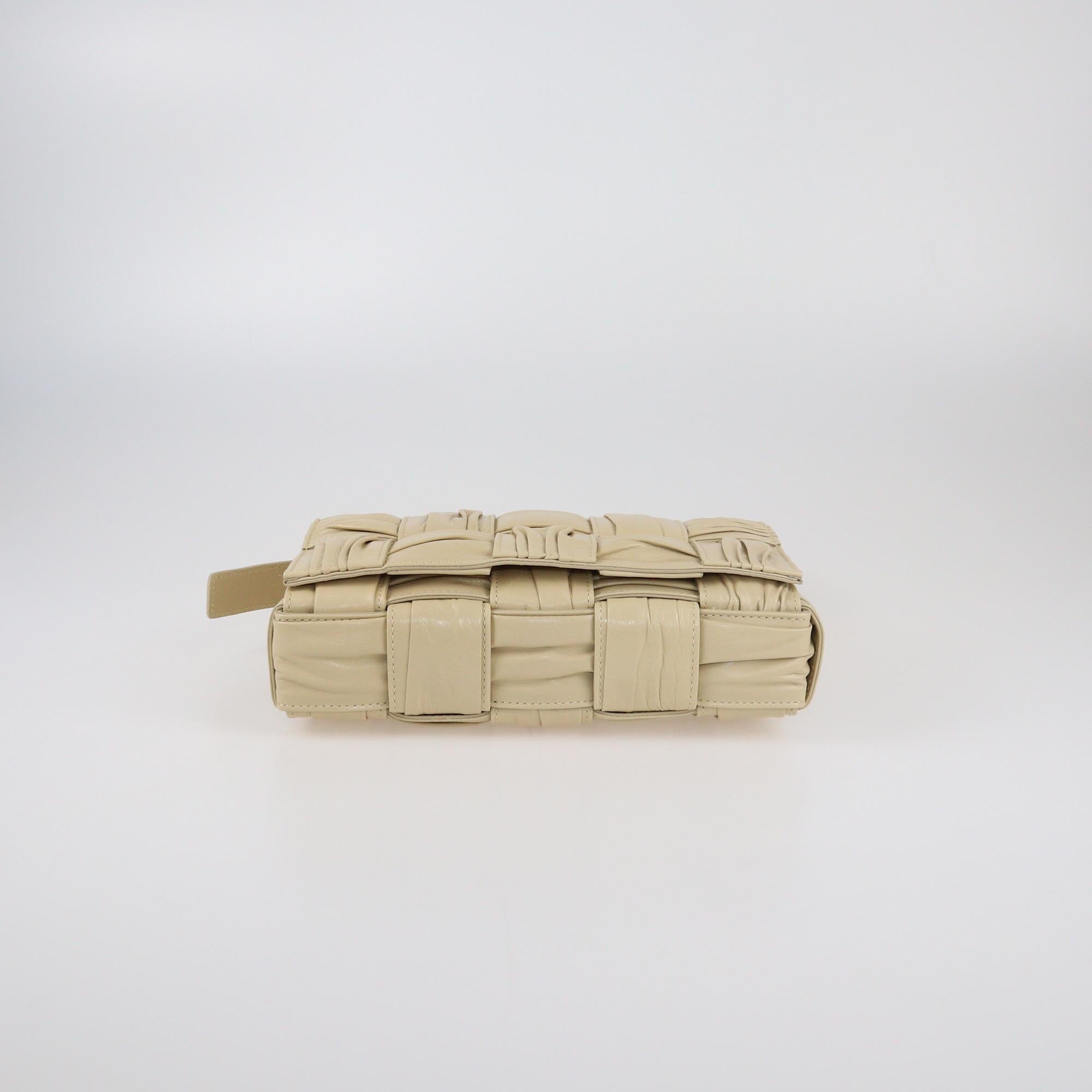 Bottega Veneta Light Beige Plisse Intreccio Cassette Shoulder Bag Womens Bottega Veneta