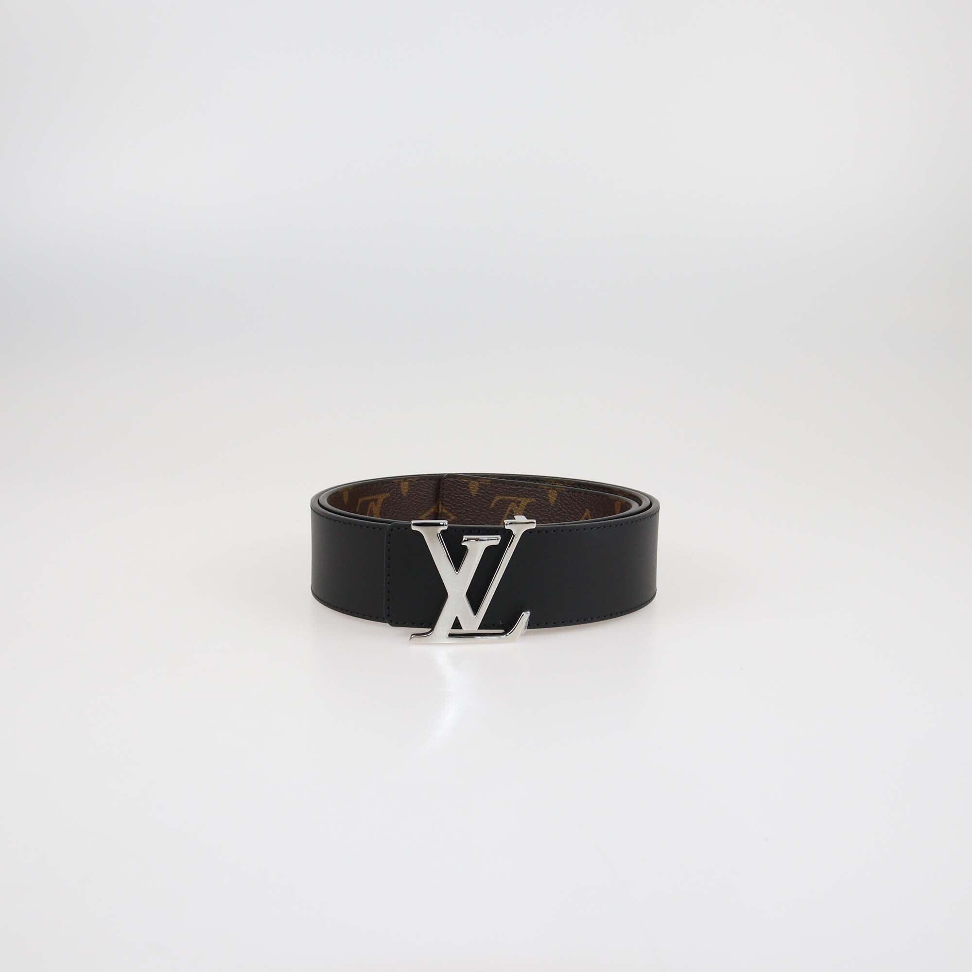 Louis Vuitton Black/Monogram Canvas & Leather Reversible 40MM Initiales Belt Mens Louis Vuitton