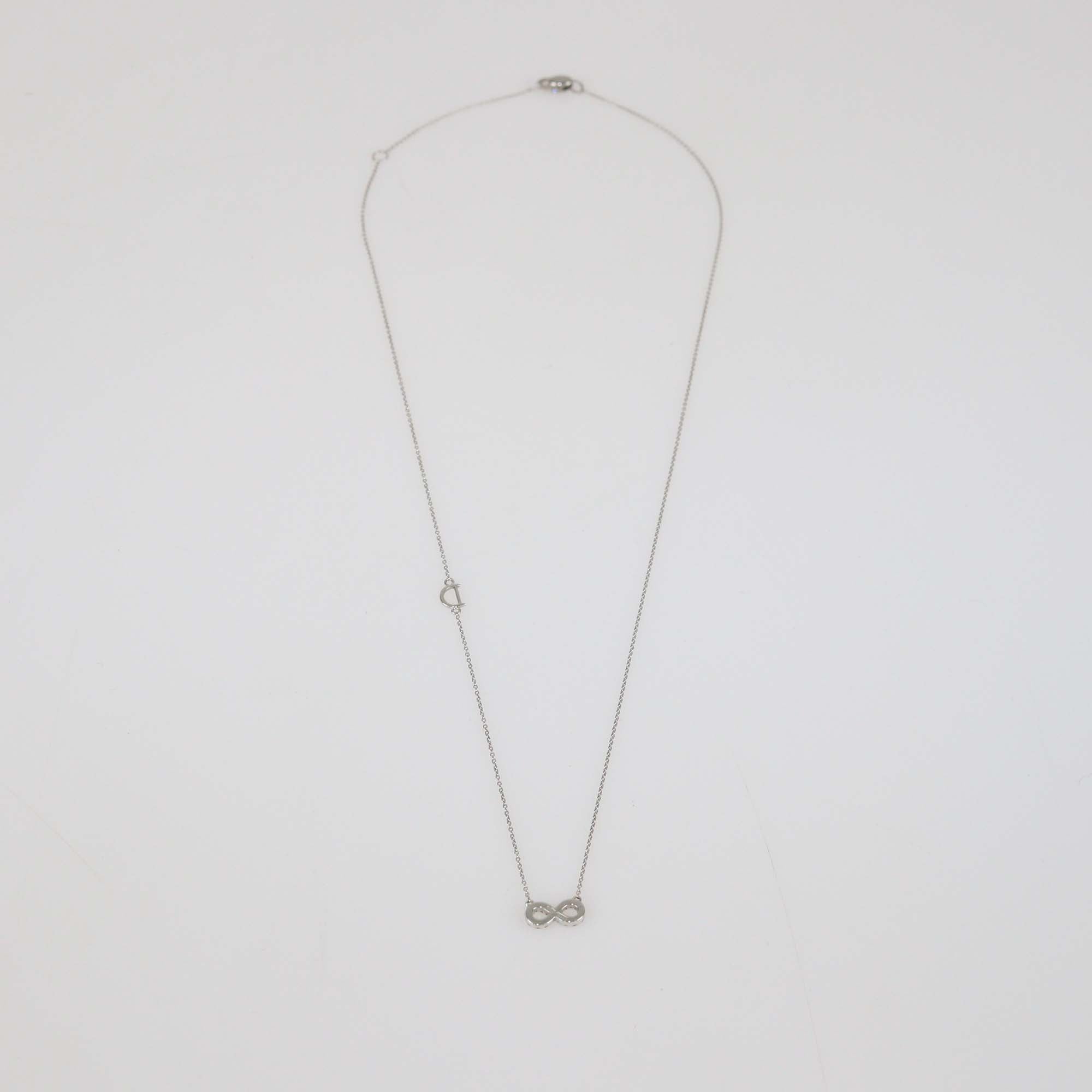 Damiani 18K White Gold Infinity Diamond Pendant Necklace