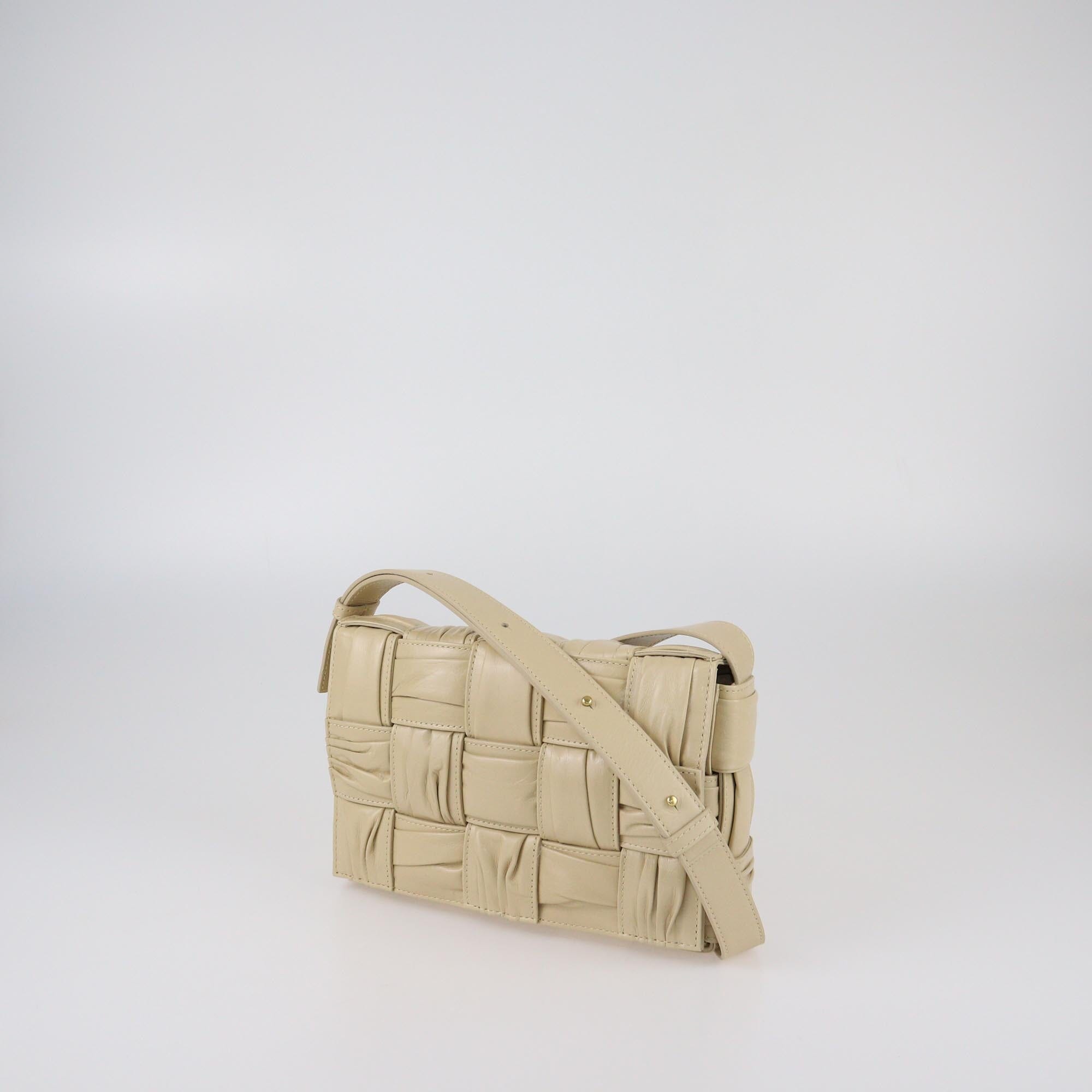 Bottega Veneta Light Beige Plisse Intreccio Cassette Shoulder Bag Womens Bottega Veneta
