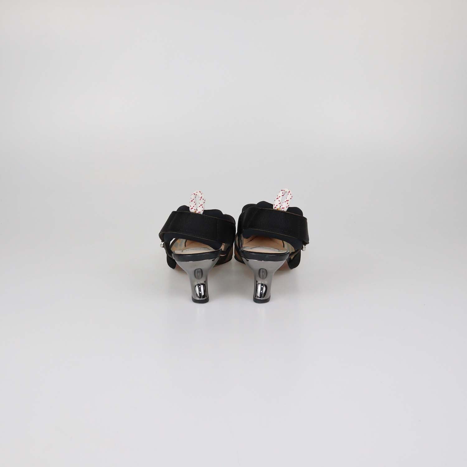 Fendi Black/Brown Zucca Mesh Colibri Slingback Pumps